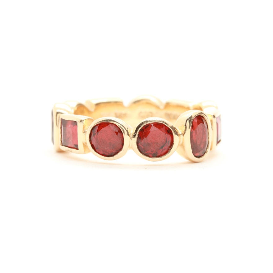 14K Yellow Gold Garnet Ring