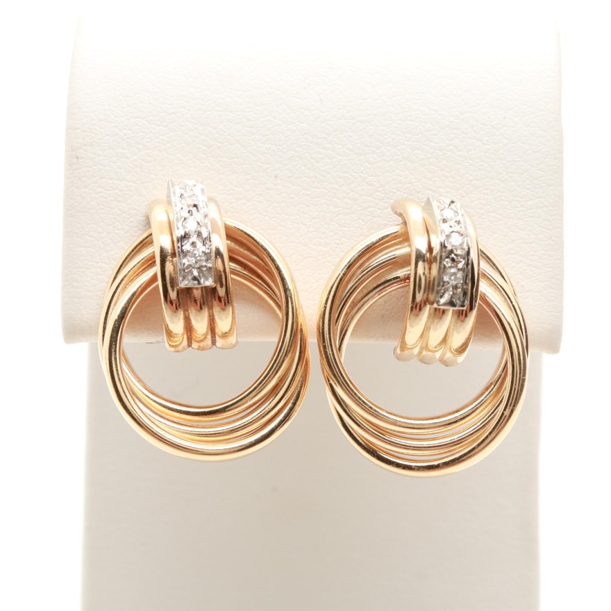 14K Yellow Gold Diamond Earrings