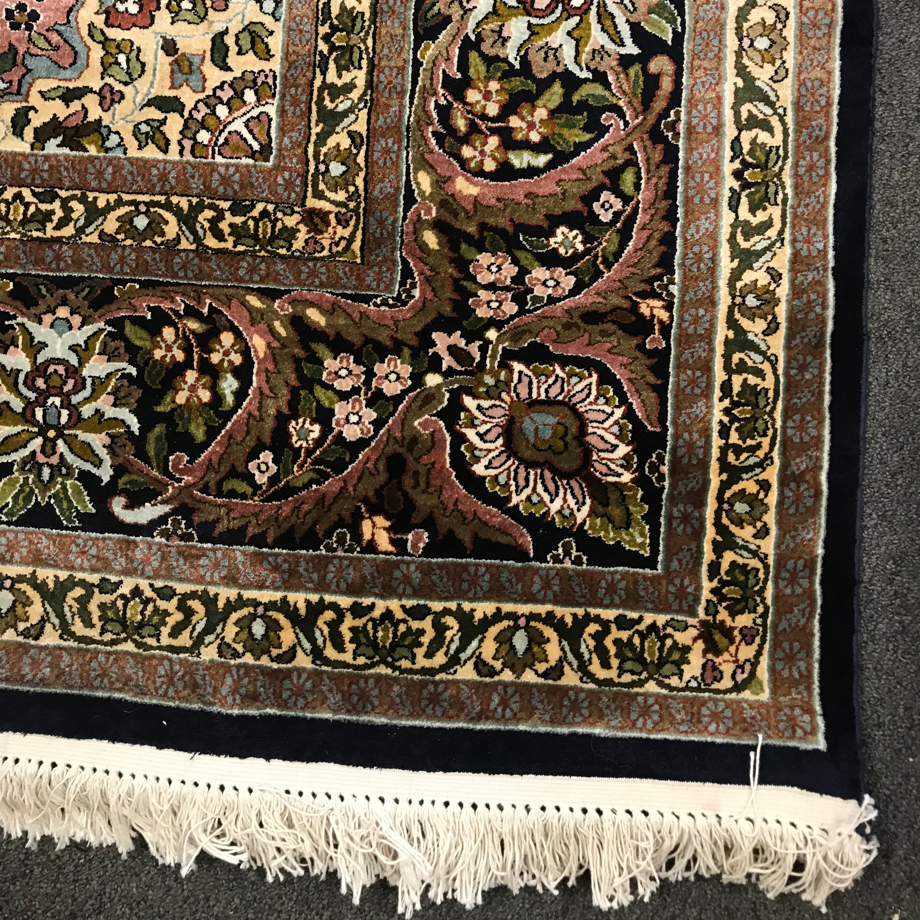 Finely Hand-Knotted Kashmir Sarouk Silk Room Sized Rug