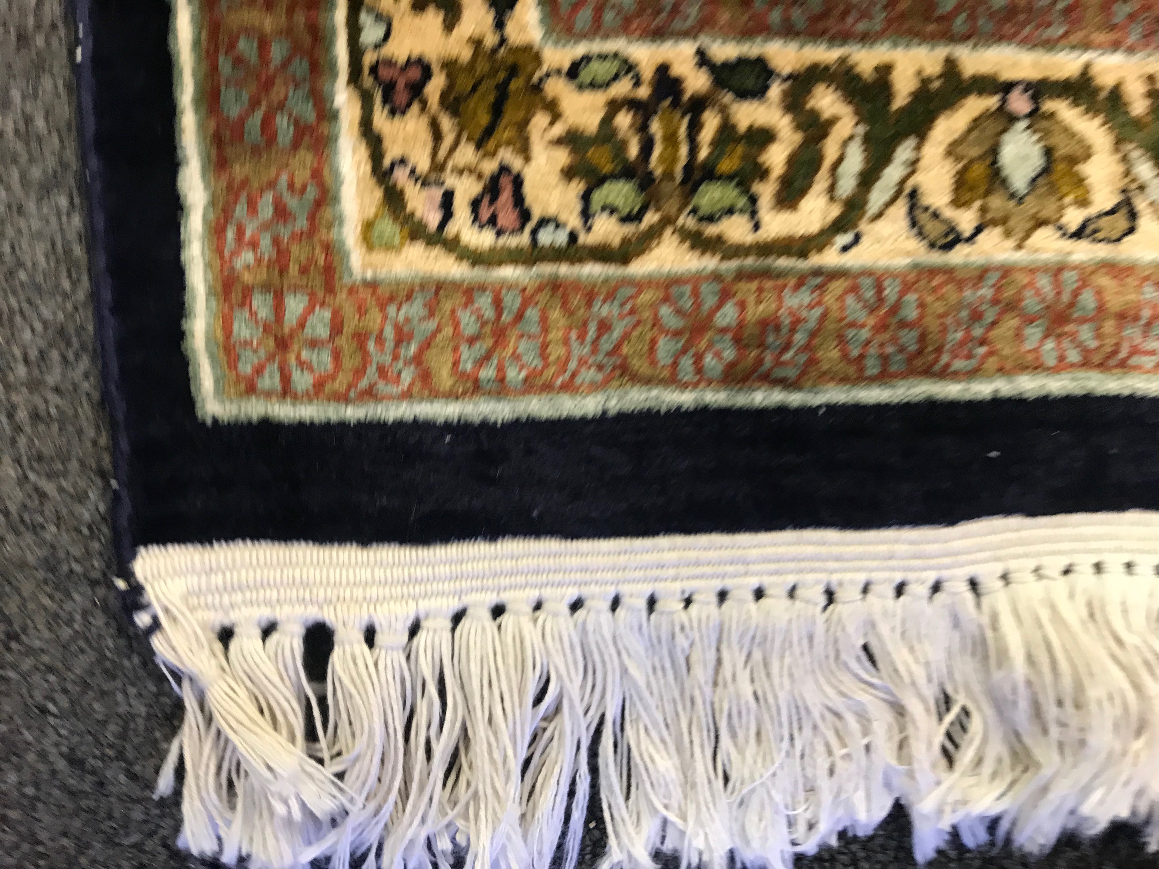 Finely Hand-Knotted Kashmir Sarouk Silk Room Sized Rug