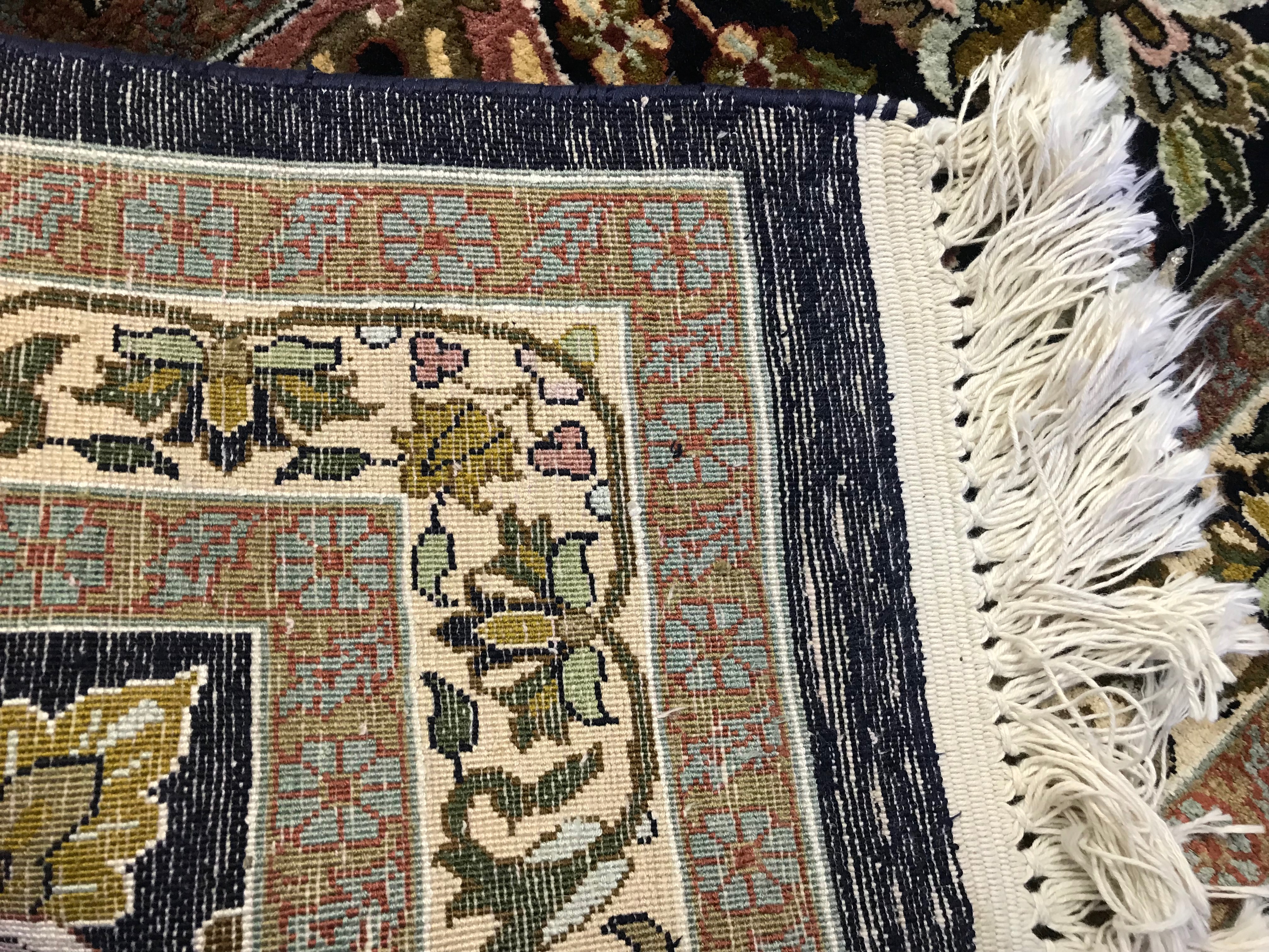 Finely Hand-Knotted Kashmir Sarouk Silk Room Sized Rug