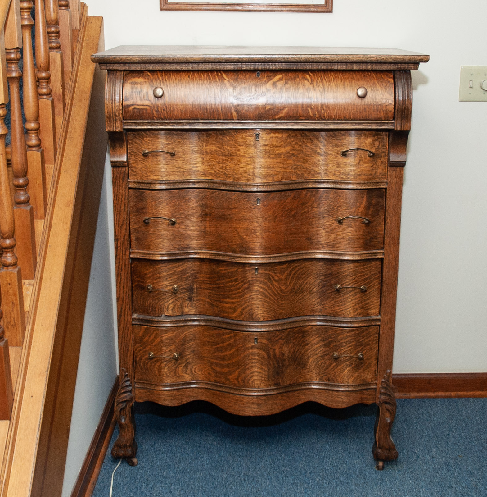 Vintage Tiger Oak Chest of Drawers