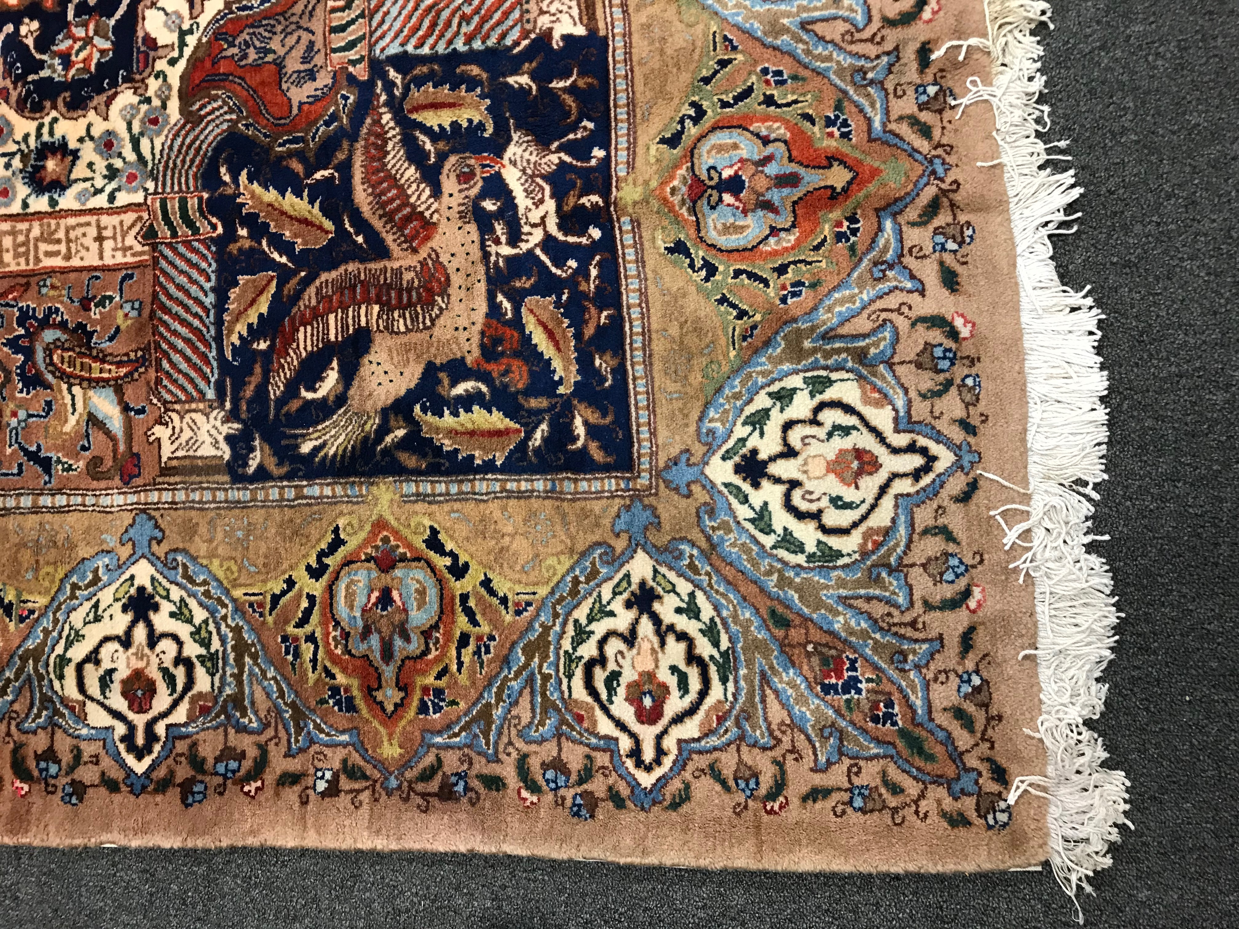 Hand-Knotted Persian Kashmir "Archaeological" Wool Room Sized Rug
