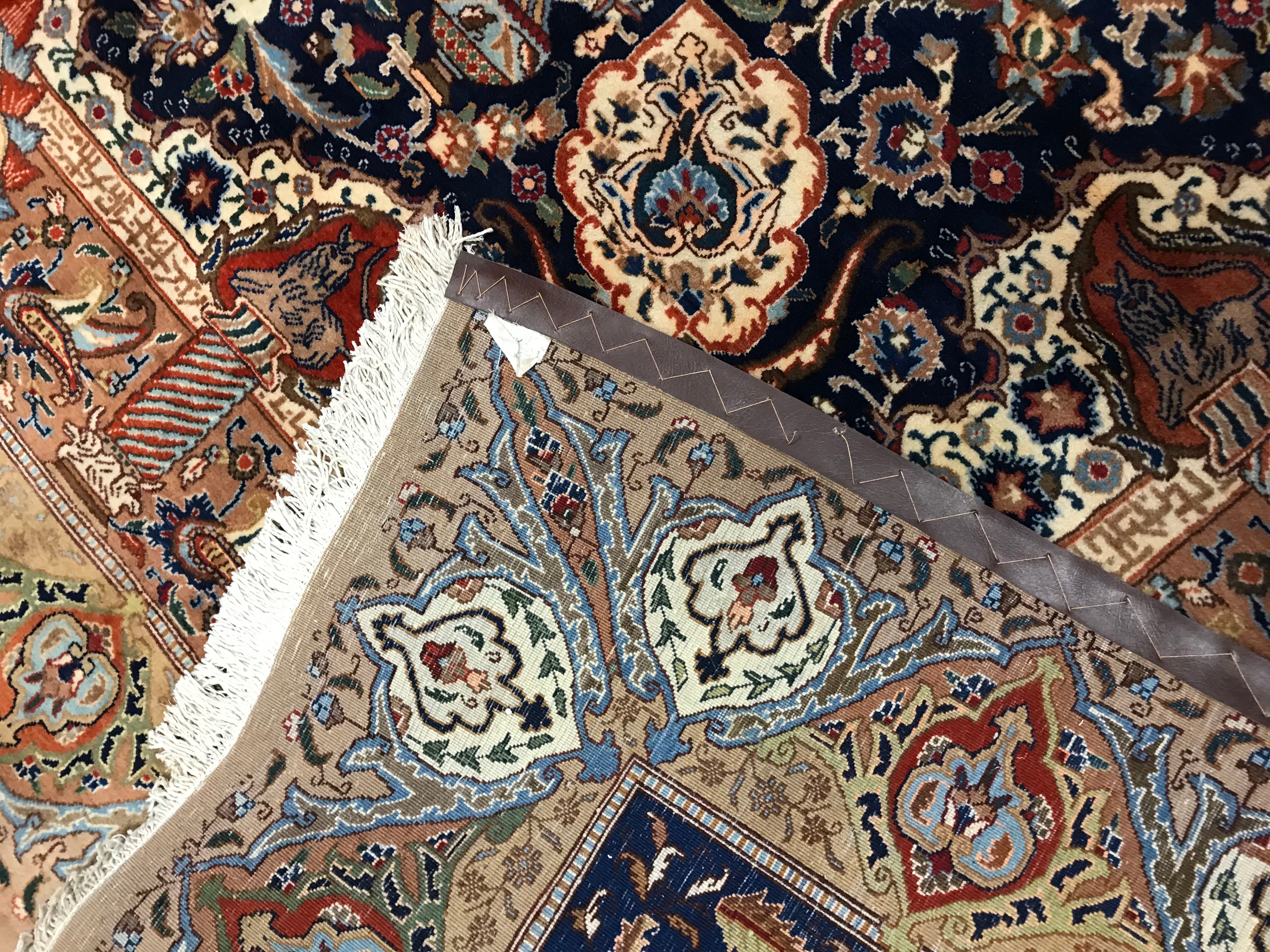 Hand-Knotted Persian Kashmir "Archaeological" Wool Room Sized Rug