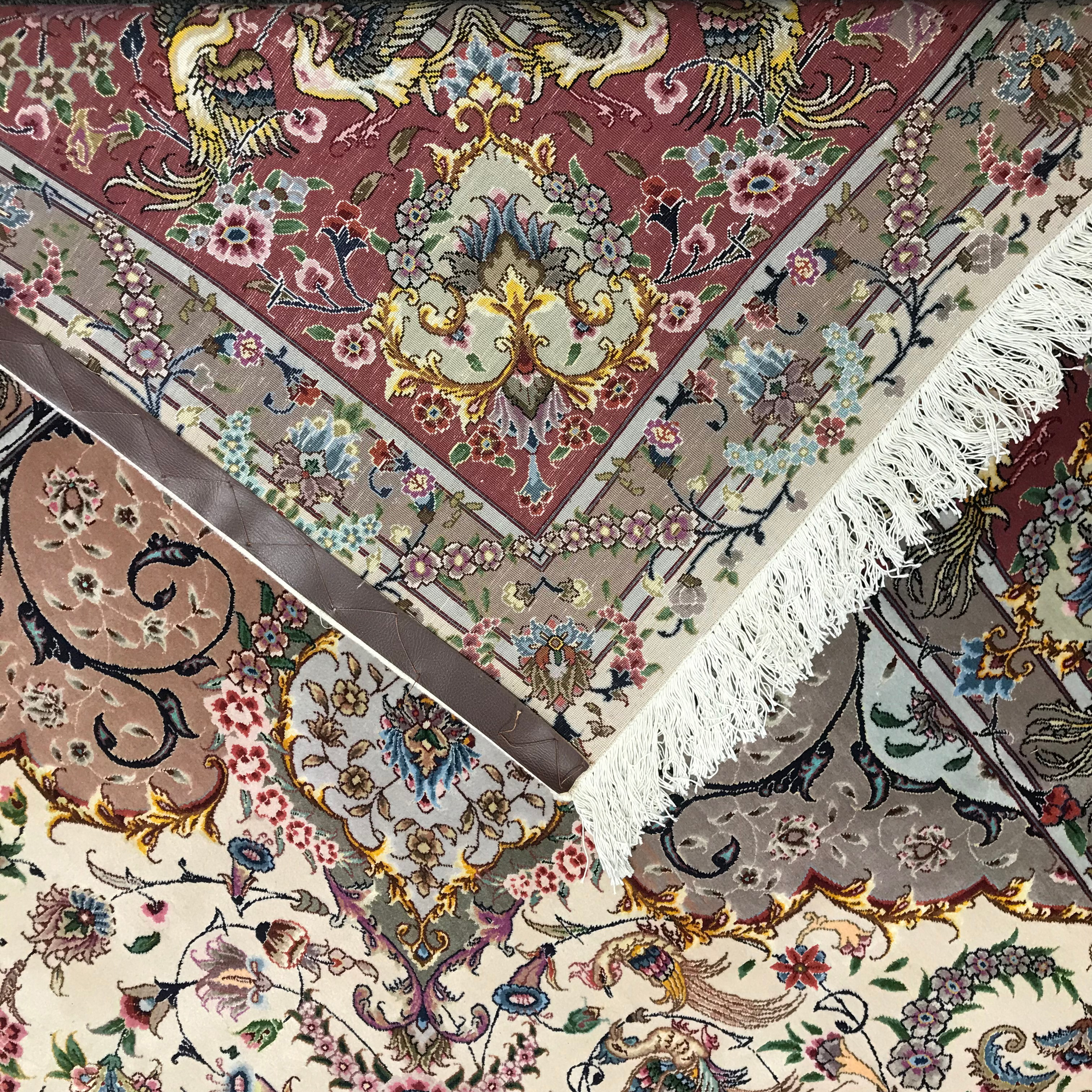 Finely Hand-Knotted Persian Silk and Wool Room Sized Rug