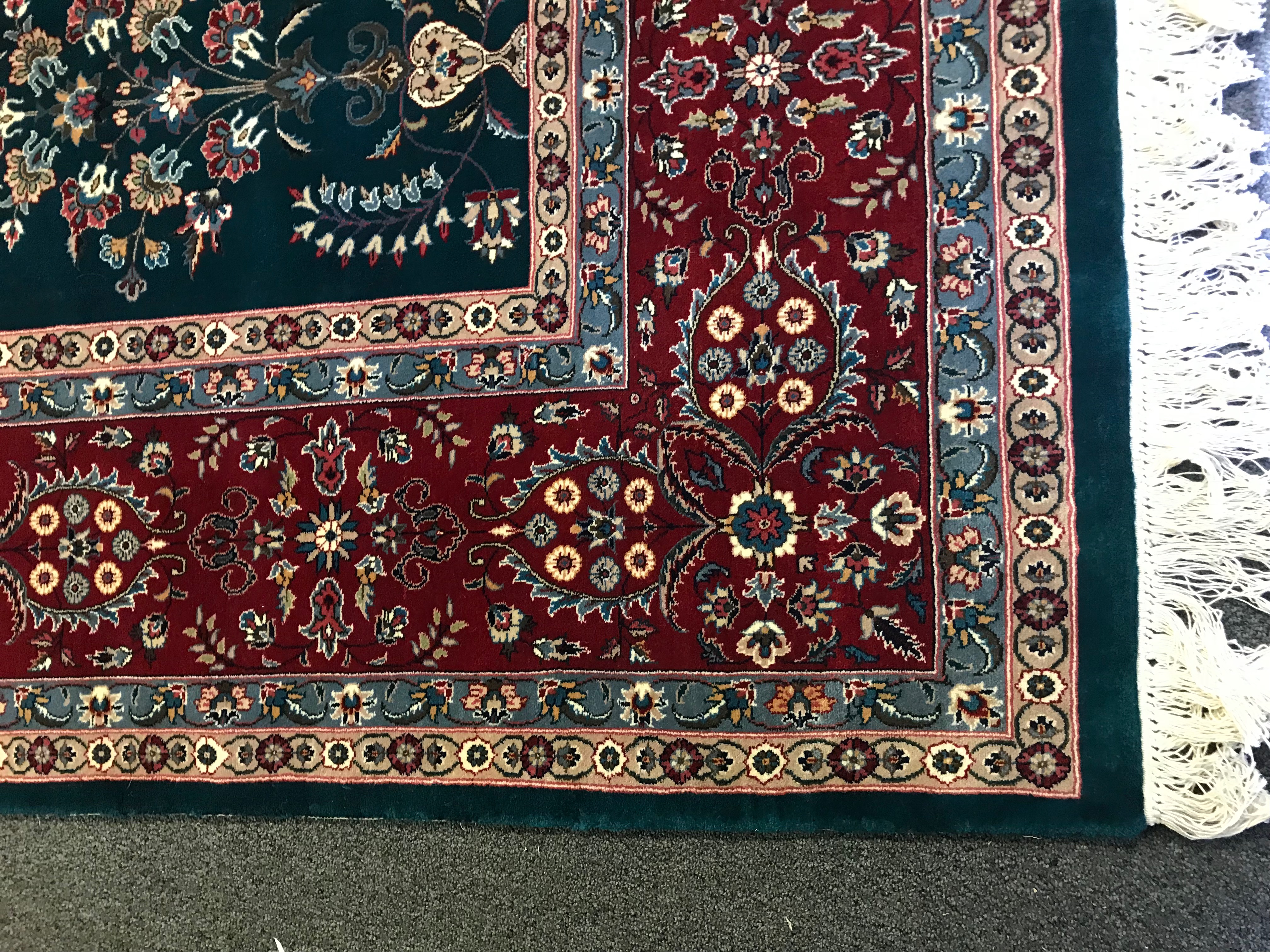 Finely Hand-Knotted Persian Wool and Silk Room Sized Rug