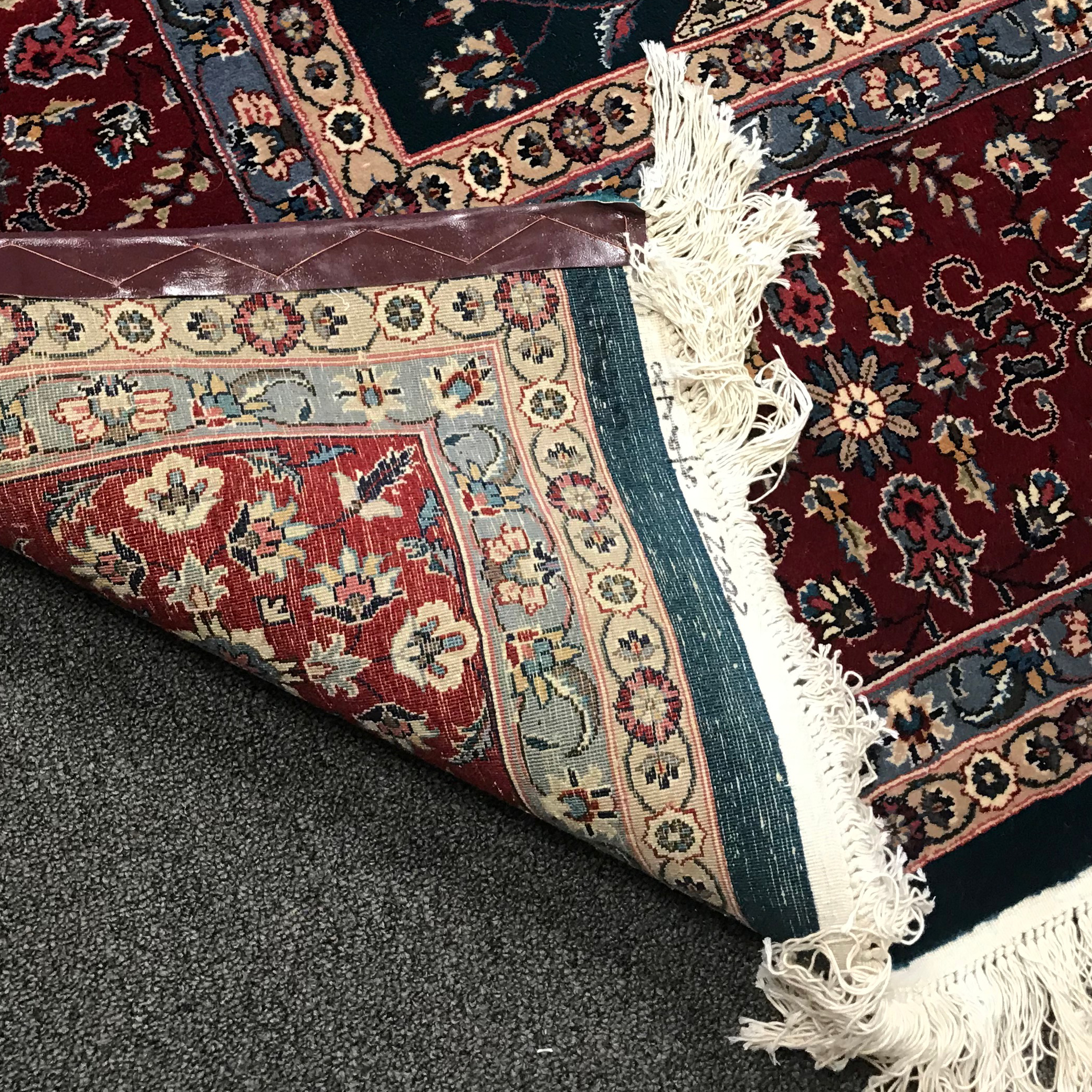 Finely Hand-Knotted Persian Wool and Silk Room Sized Rug