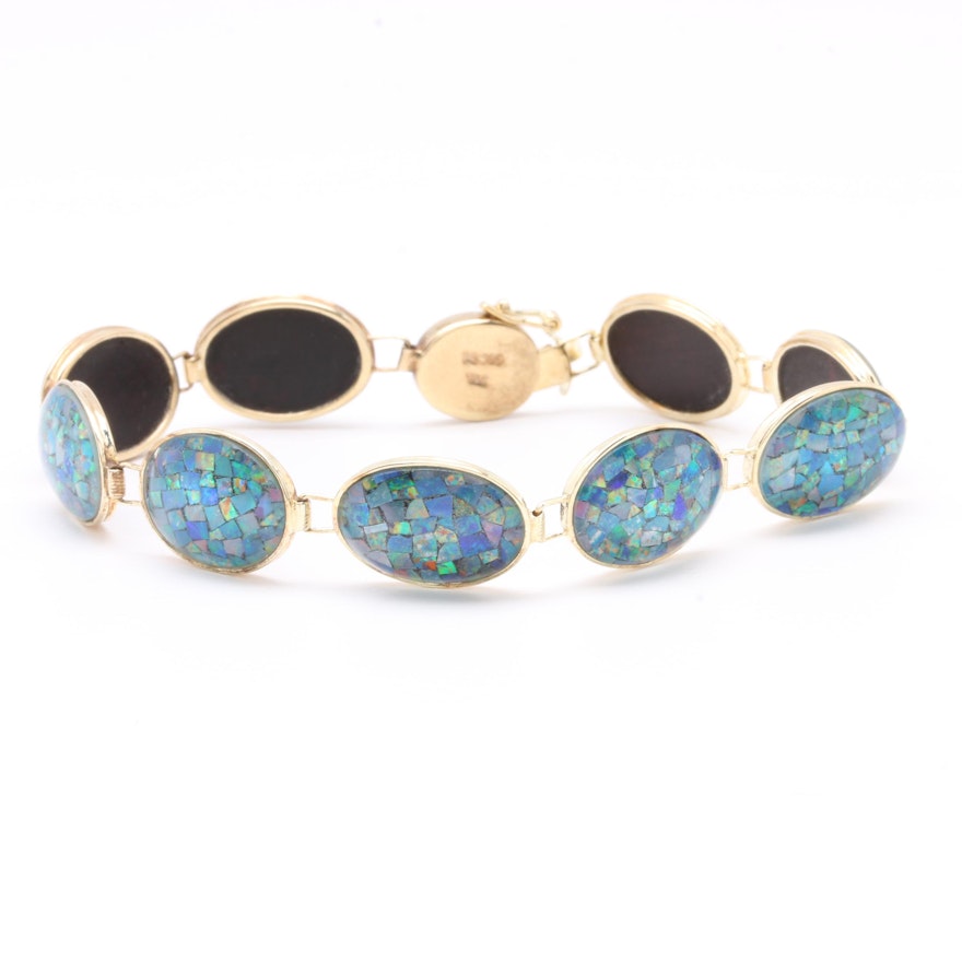 14K Yellow Gold Chipped Opal Triplet Bracelet