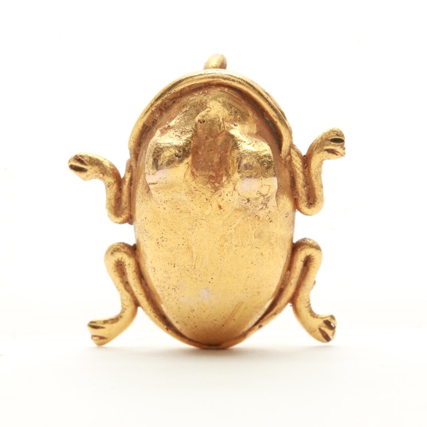 10K Yellow Gold Frog Pendant