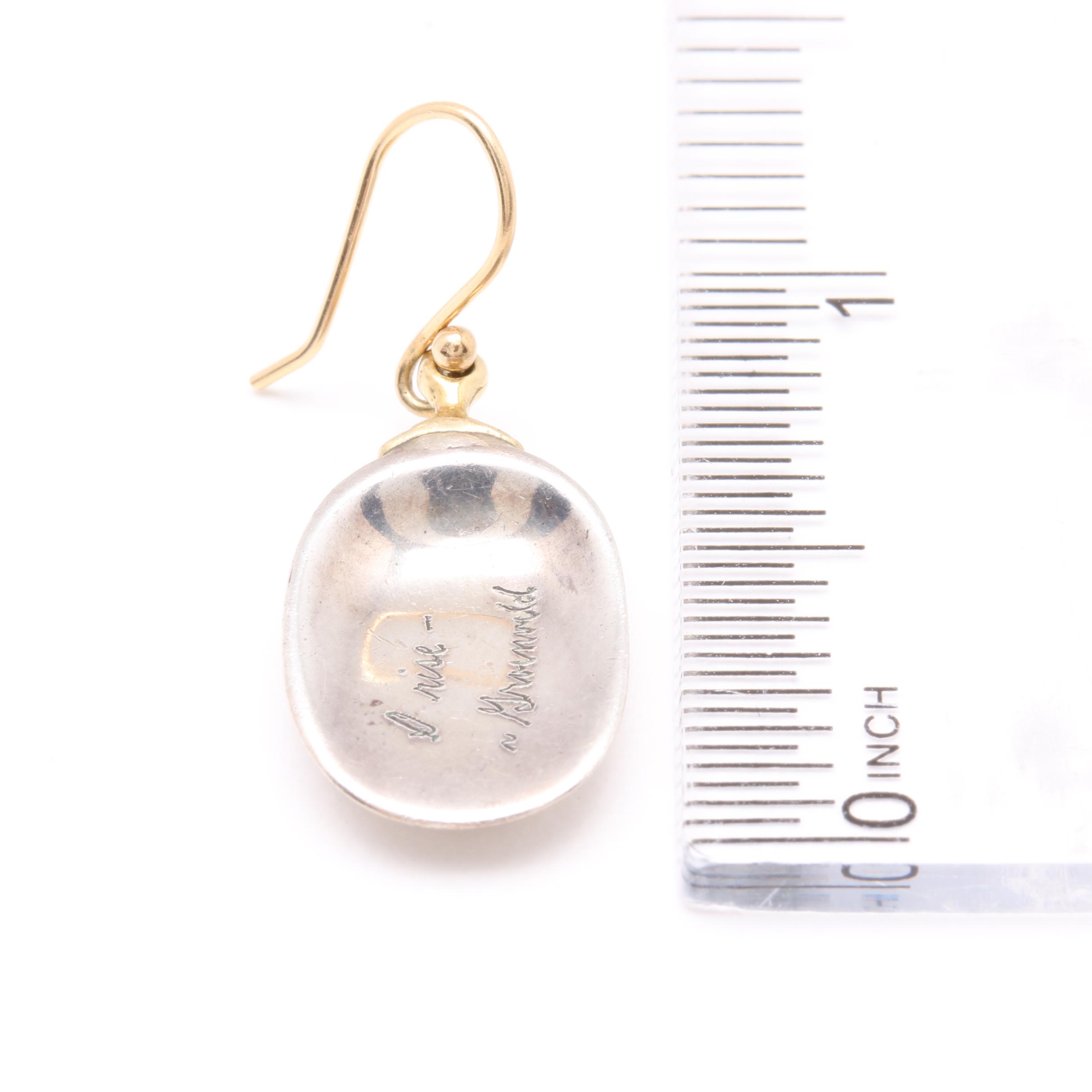 Jeanine Payer Sterling Silver and 18K Yellow Gold Earrings with Poetic Quote