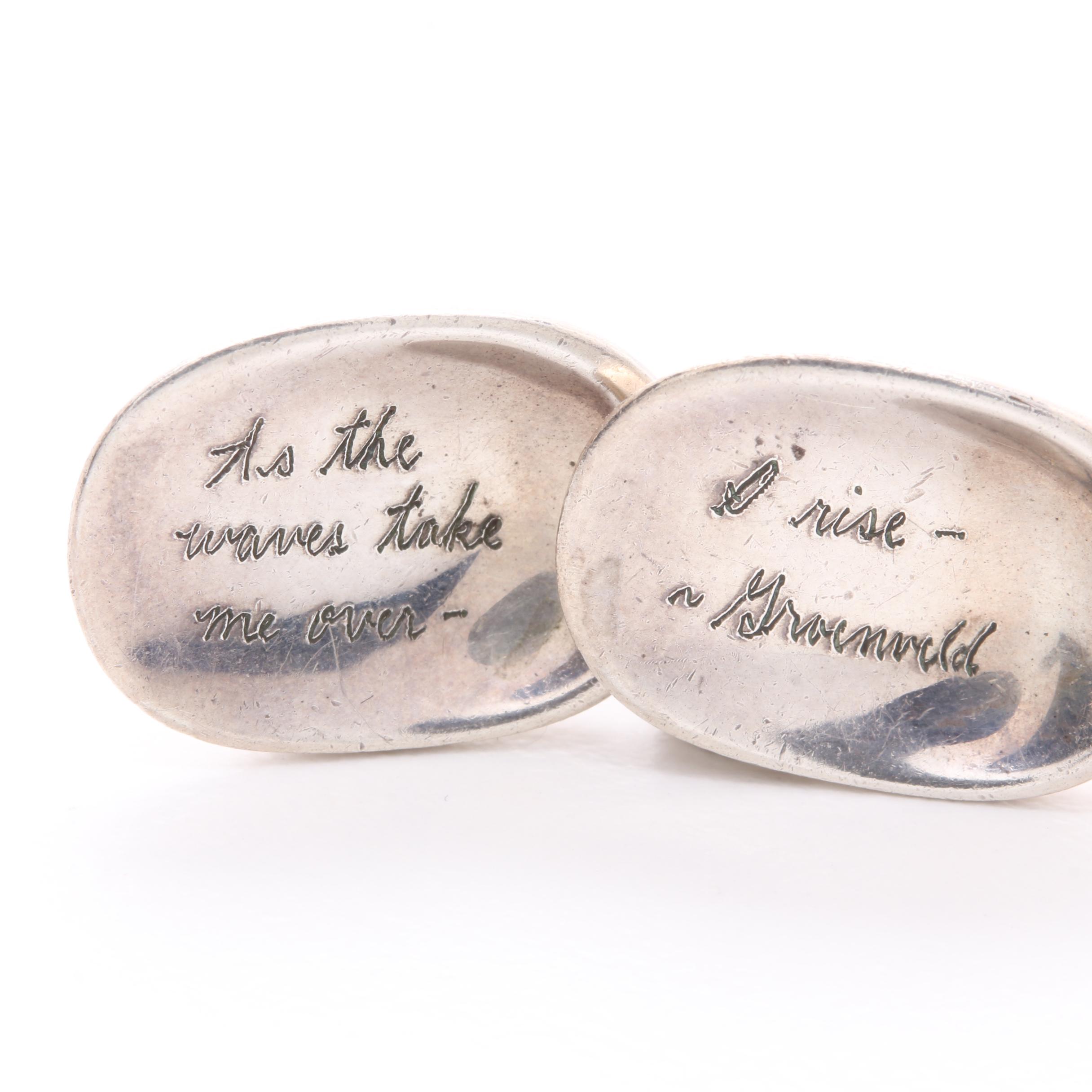 Jeanine Payer Sterling Silver and 18K Yellow Gold Earrings with Poetic Quote