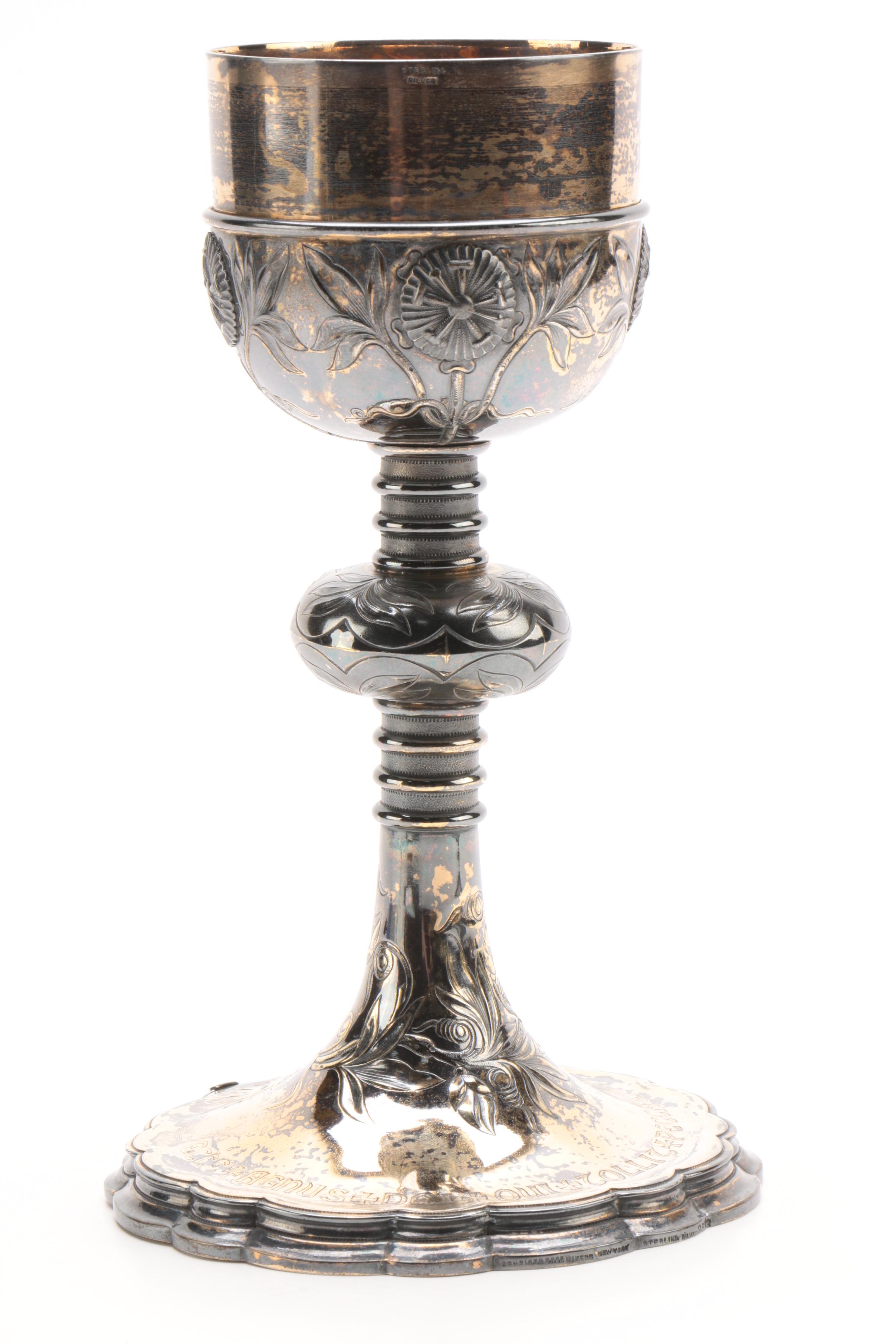 Benziger Bros Gold Washed Sterling Silver Altar Chalice