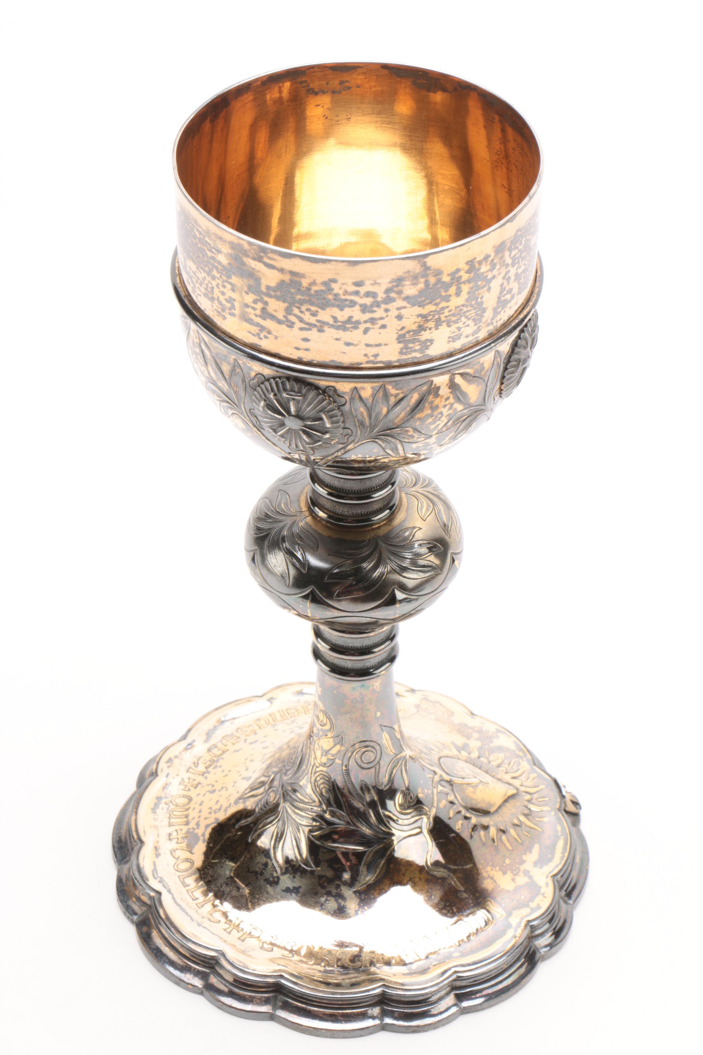 Benziger Bros Gold Washed Sterling Silver Altar Chalice