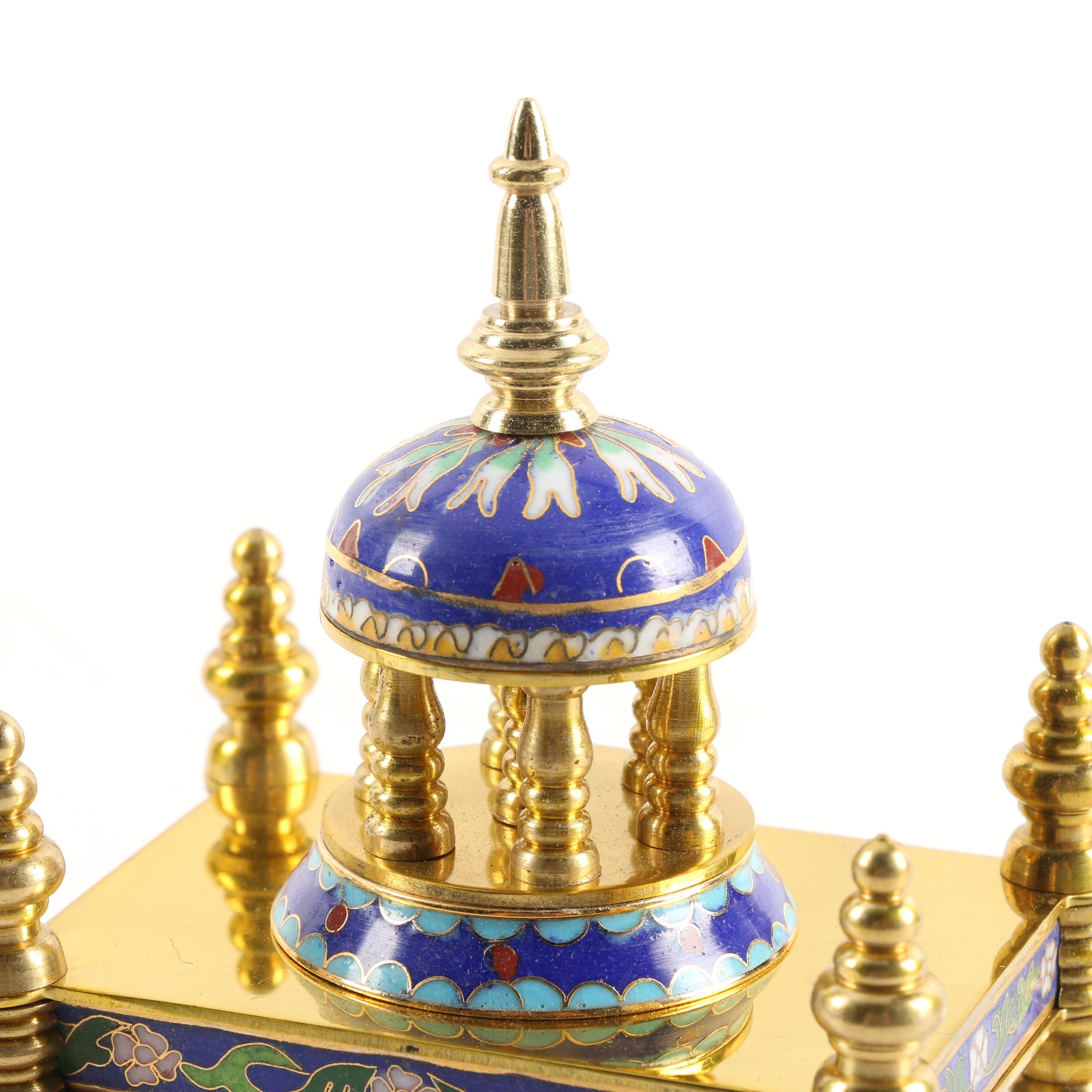 Chinese Cloisonné Empire Style Cloisonné Shelf Clock with Hand-Painted Face