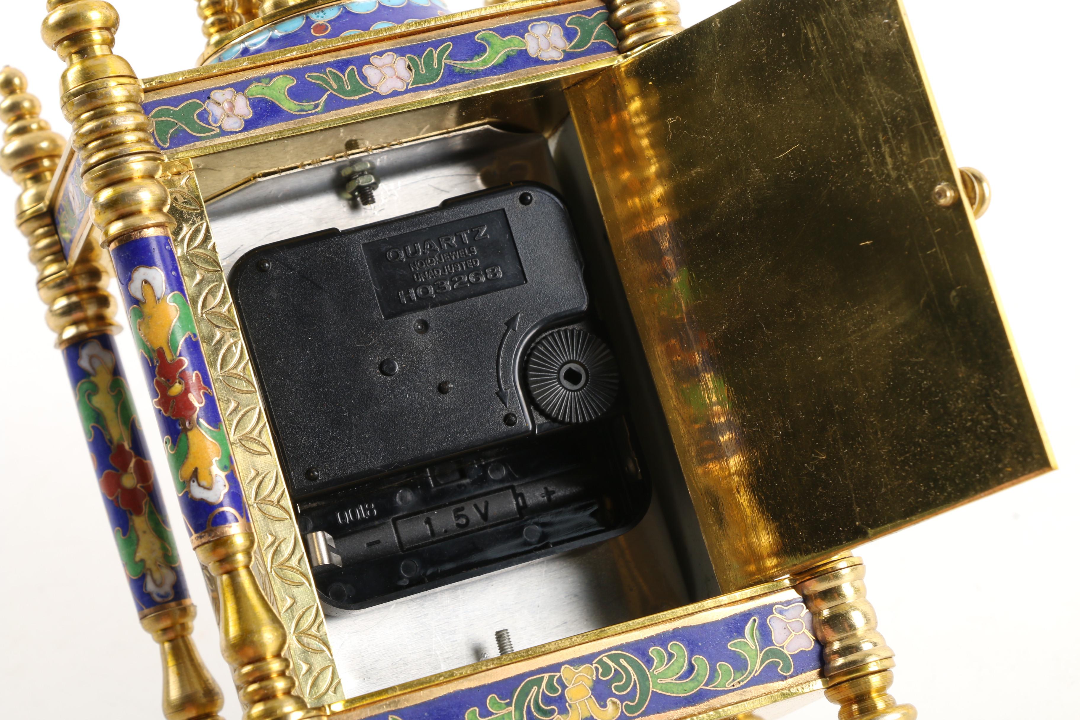 Chinese Cloisonné Empire Style Cloisonné Shelf Clock with Hand-Painted Face