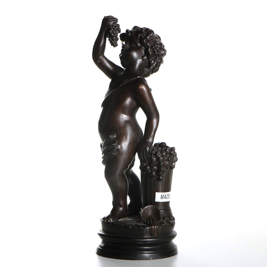 French "Young Bacchus" Brass Statue