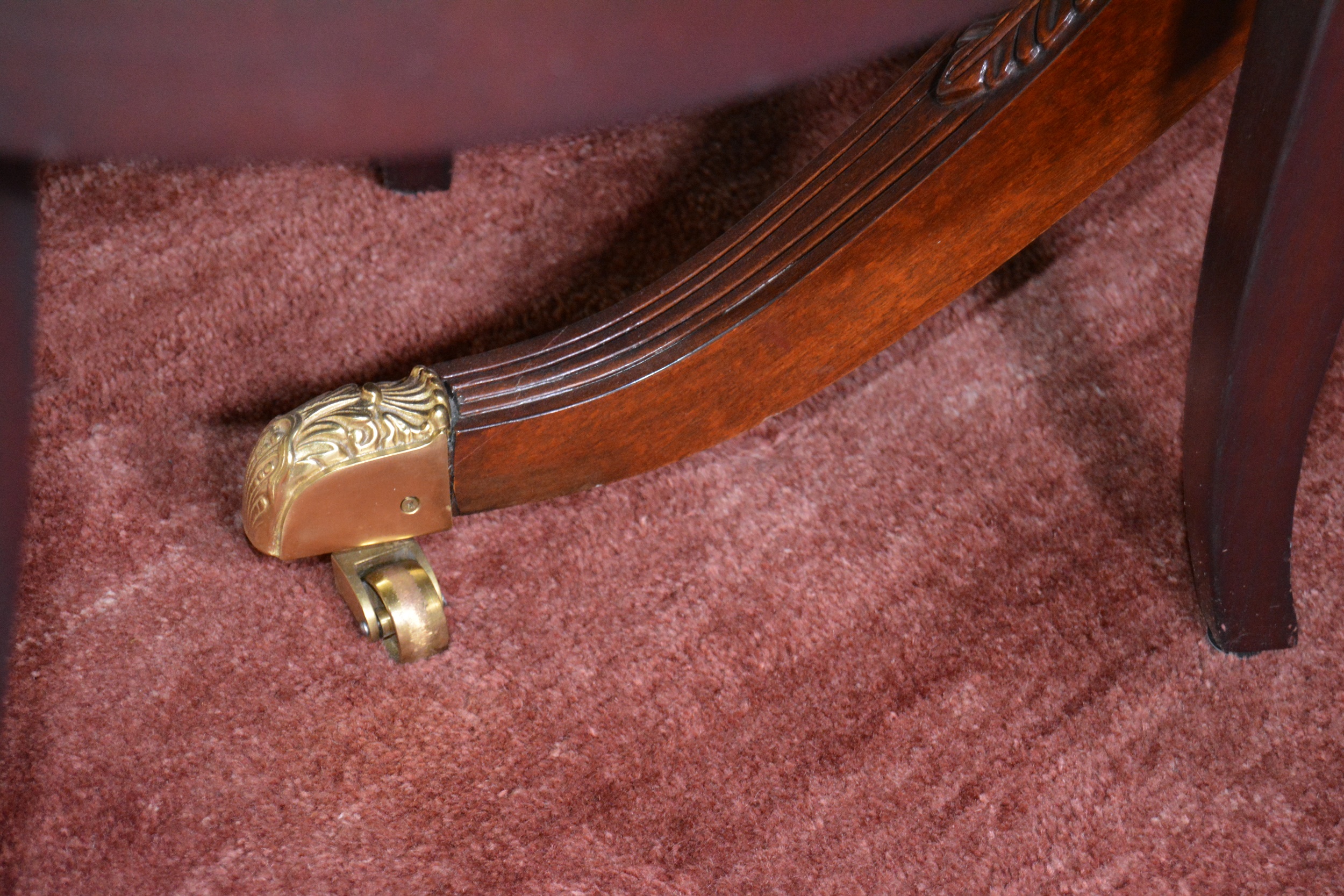 Hepplewhite Style Dining Table and Upholstered Chairs by Councill