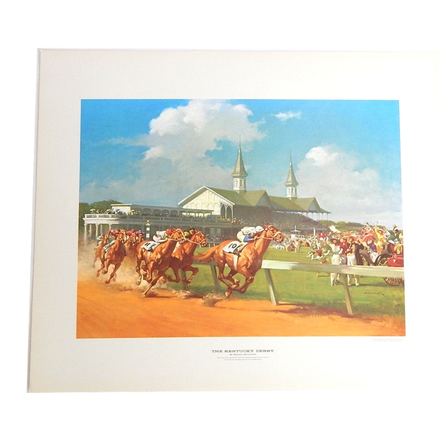 Unframed 1963 Haddon Sundblom Offset Lithograph Print "The Kentucky Derby"