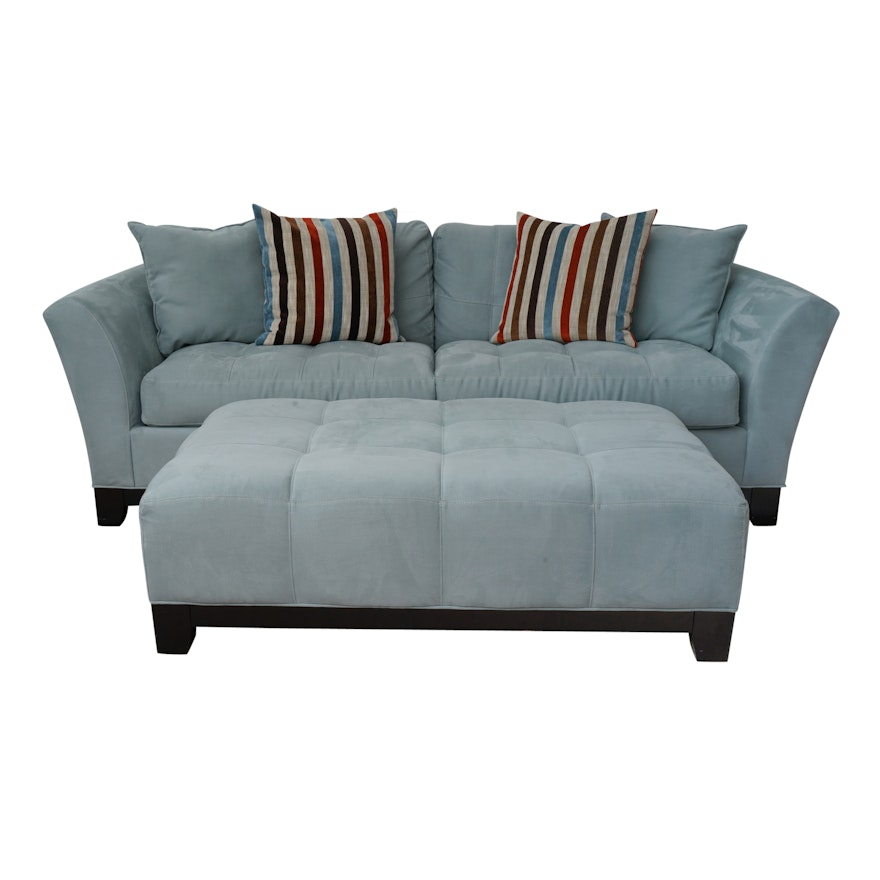 Contemporary Grey Suede Upolstered Sofa with Ottoman by H.M. Richards