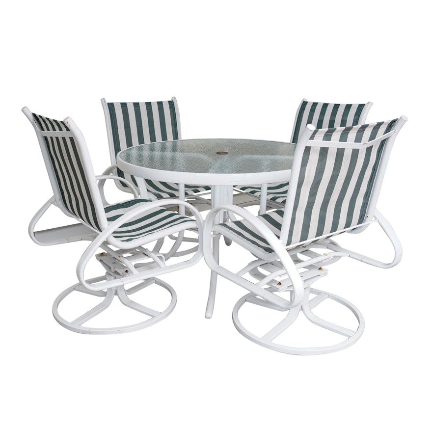 White Metal Patio Table with Armchairs by Telescope Casual Furniture