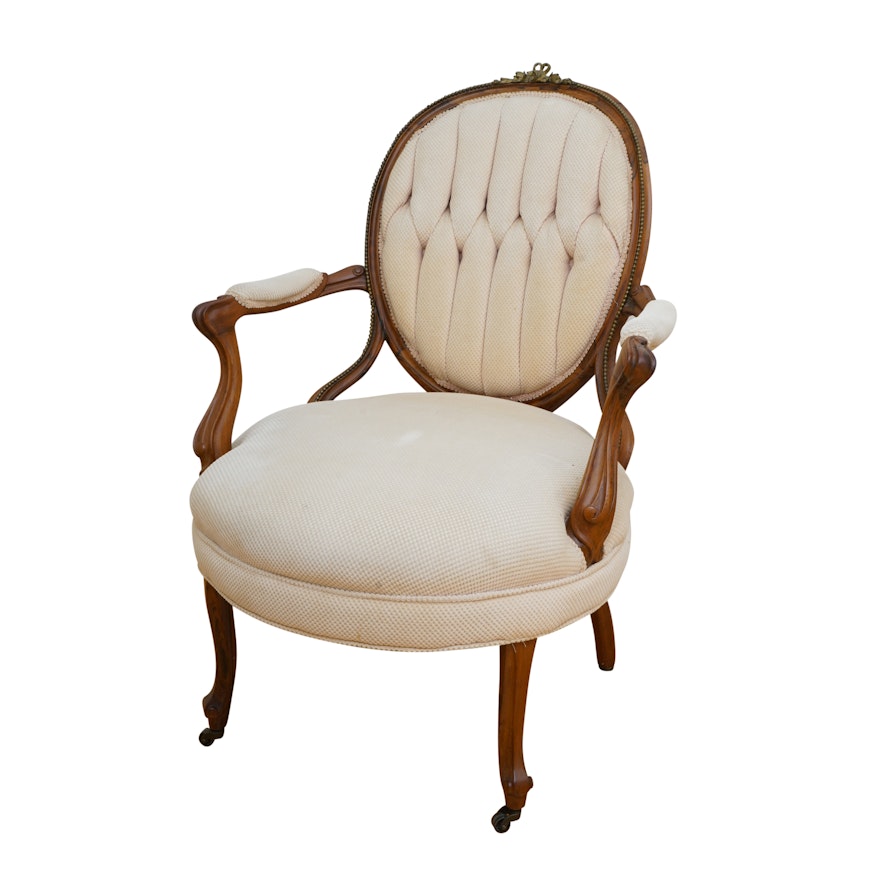 Vintage Louis XV Style Upholstered Armchair