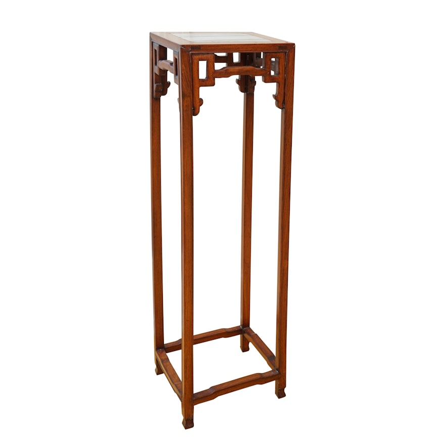 Chinese Plant Stand with Stone Panel Inlay