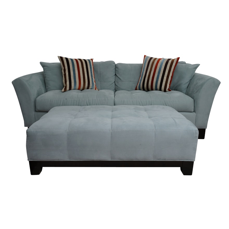 Contemporary Grey Suede Upolstered Sofa with Ottoman by H.M. Richards