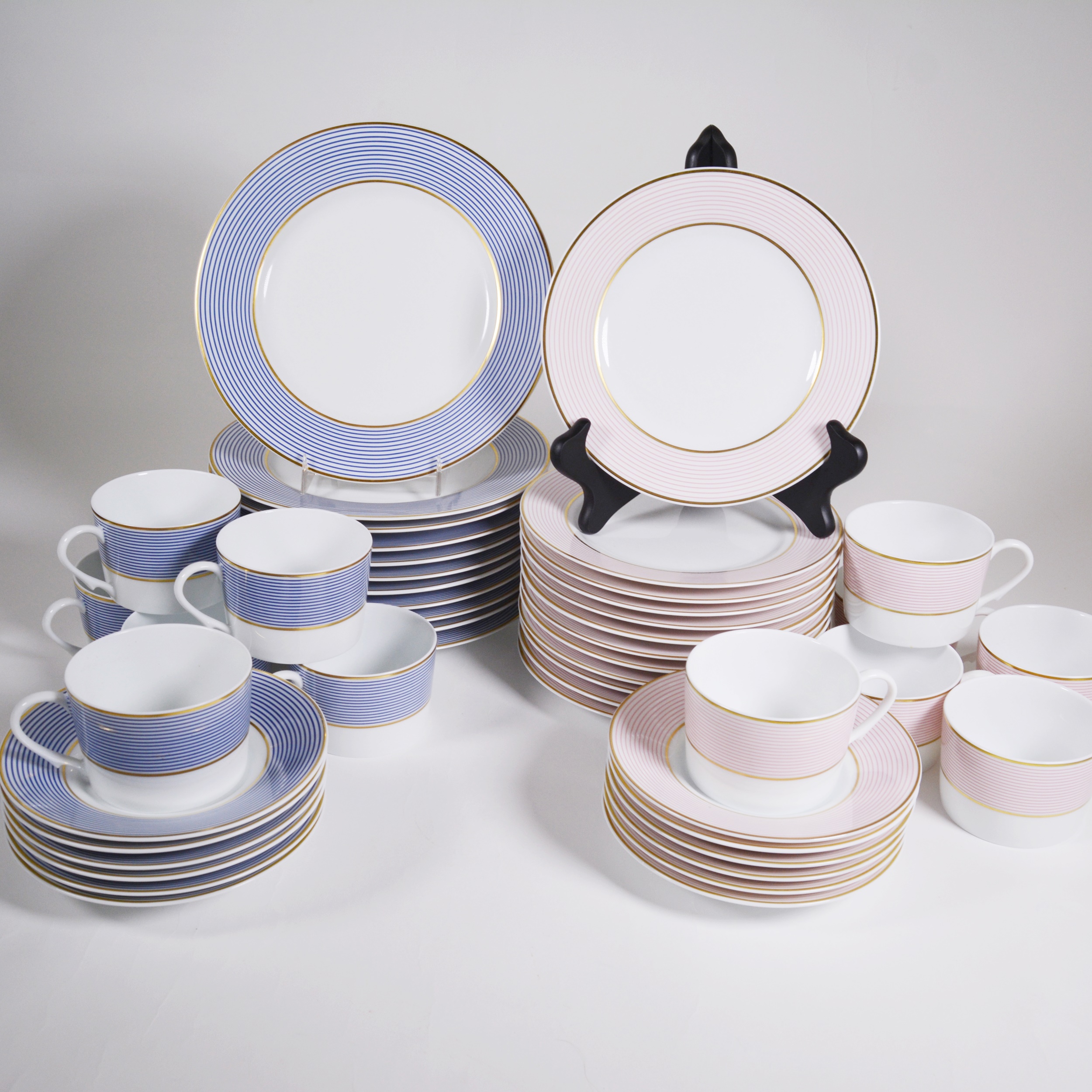 A. Raynaud & Co. "Crinoline Blue and Pink" Limoges Porcelain Dinnerware