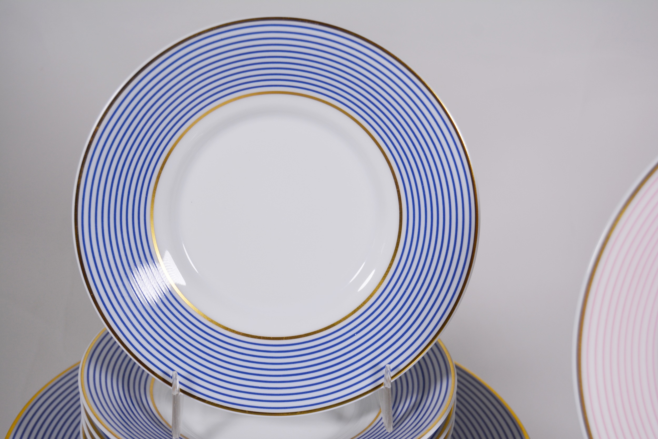 A. Raynaud & Co. "Crinoline Blue and Pink" Limoges Porcelain Dinnerware