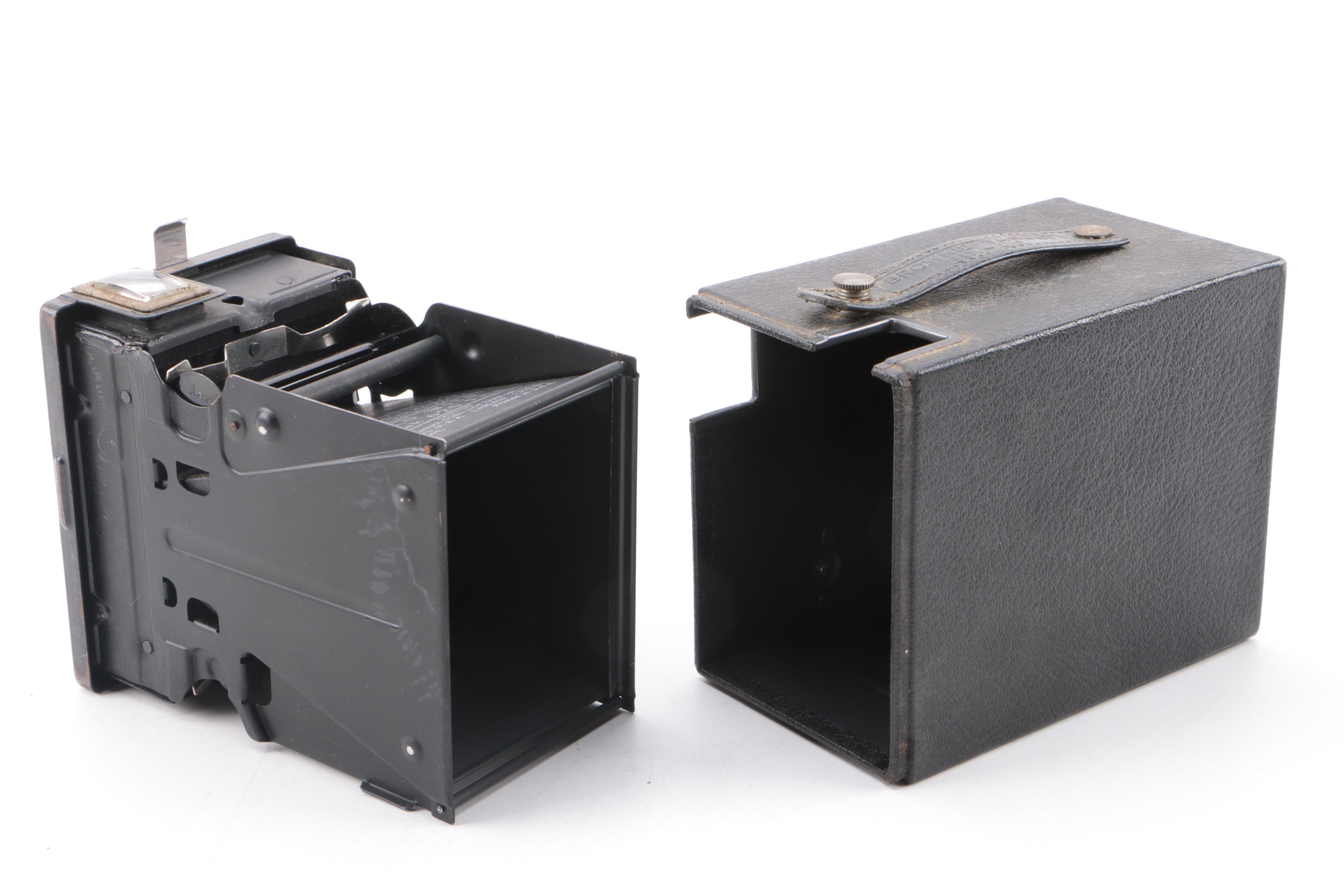 Vintage Polaroid Model 95 Land Camera with Kodak Box and TLR Cameras