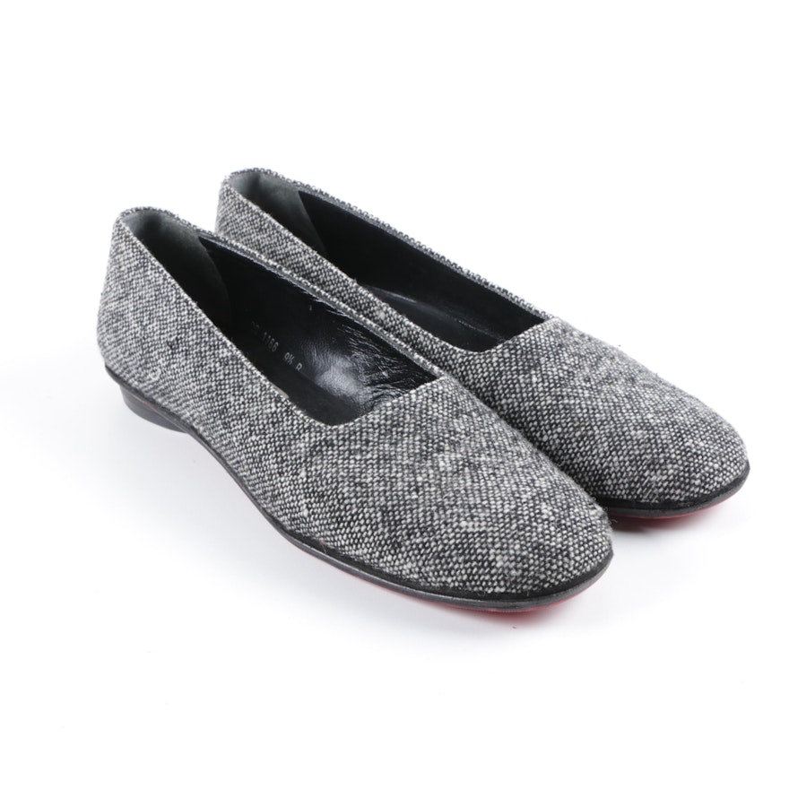 Pancaldi Gray Wool Flats, Made in Italy