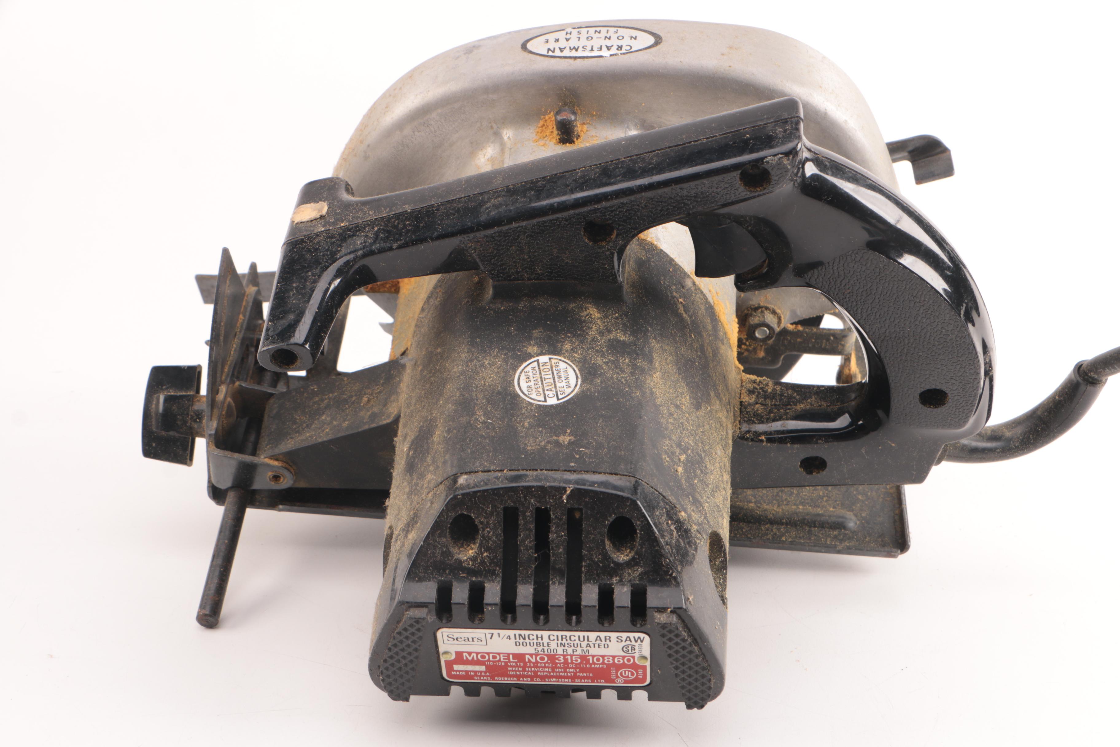 Vintage Craftsman Circular Saw, Dual Motion Sander, and Heavy Duty Power Router