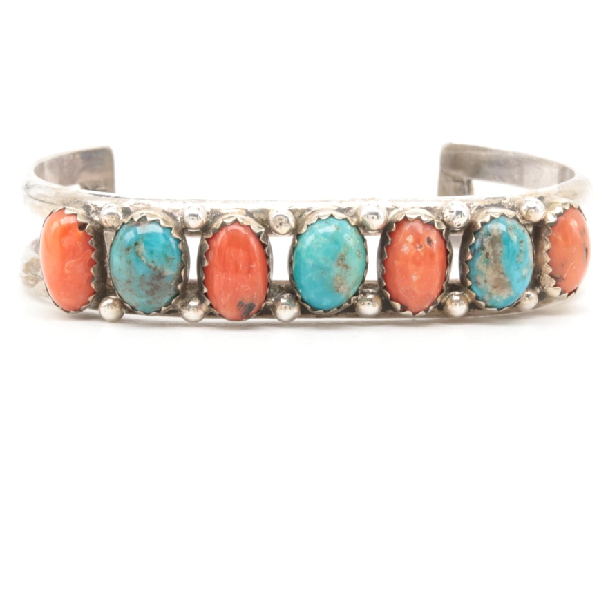 Coral and Turquoise Baby Cuff Bracelet