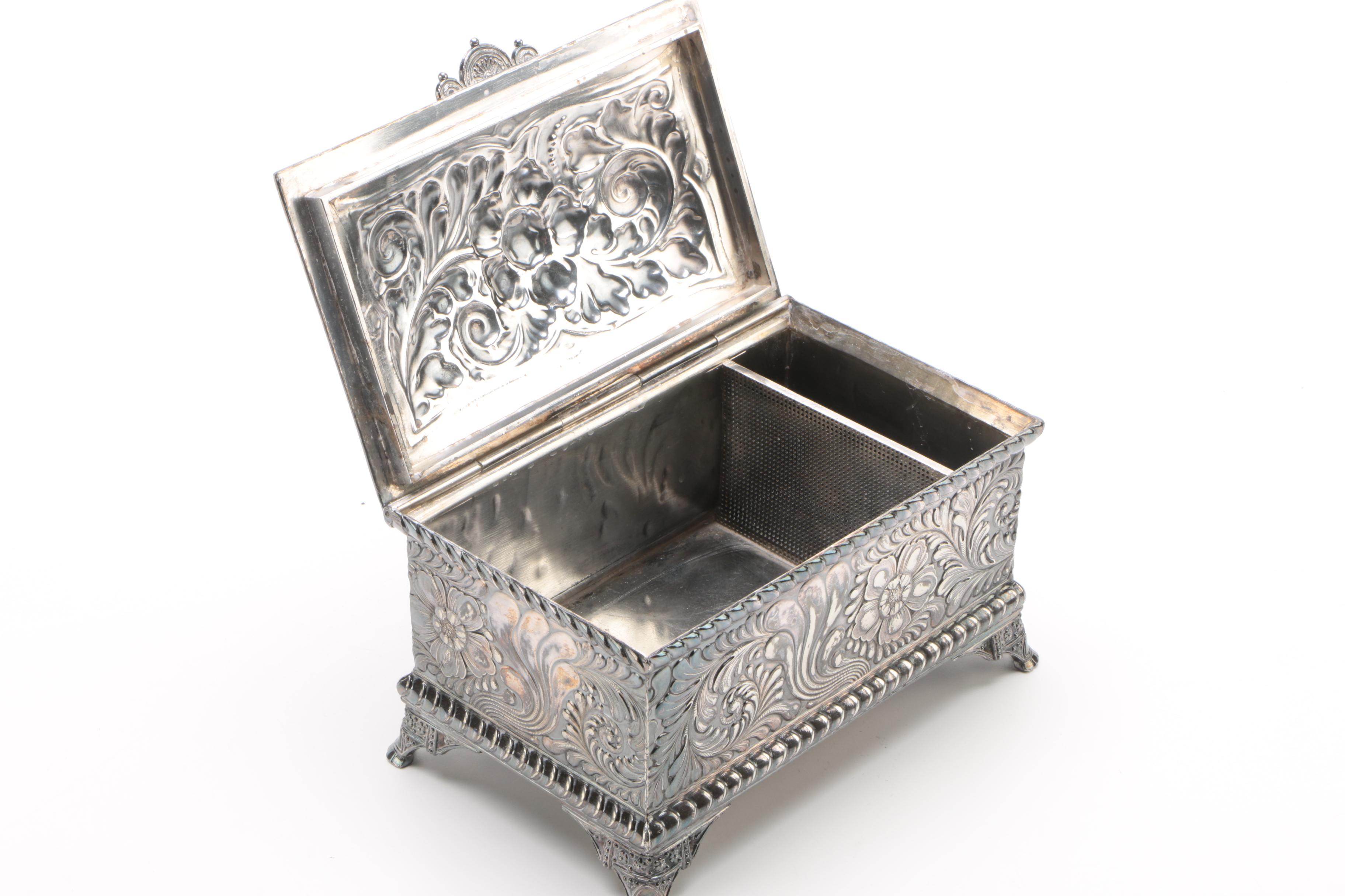 Meriden Britannia Co. Silver-Plated Cigarette Box and Henry Wilkinson Butters