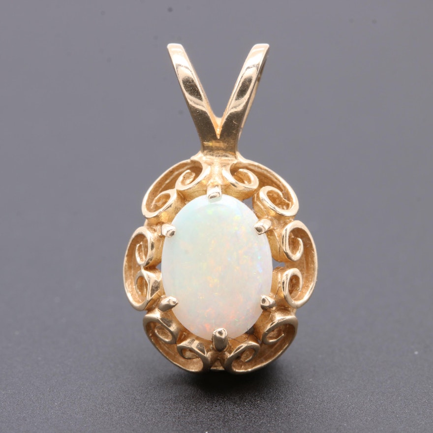 14K Yellow Gold Opal Pendant