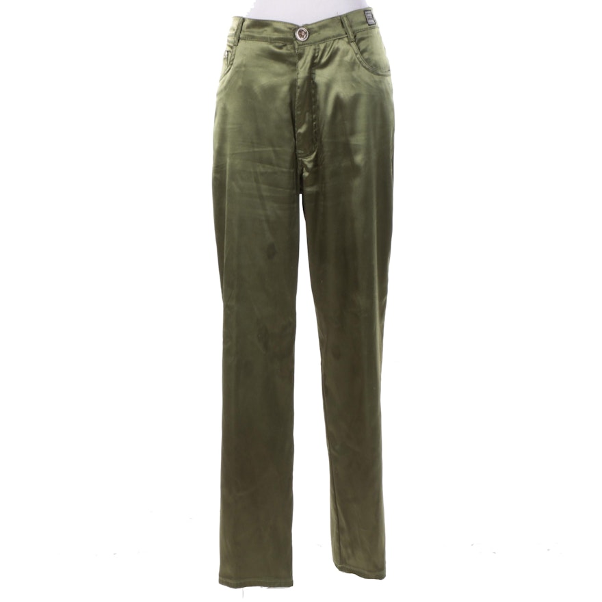 Women's Versace Jeans Couture Green Satin Trousers