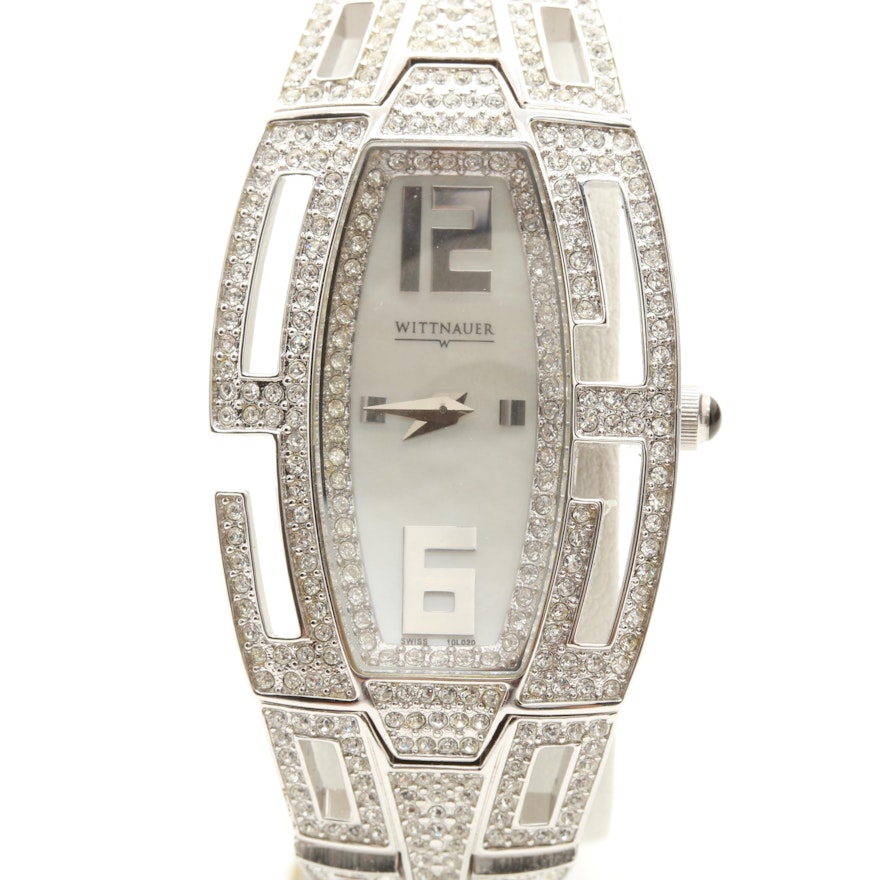 Wittnauer Glass Crystal and Mother of Pearl Wristwatch