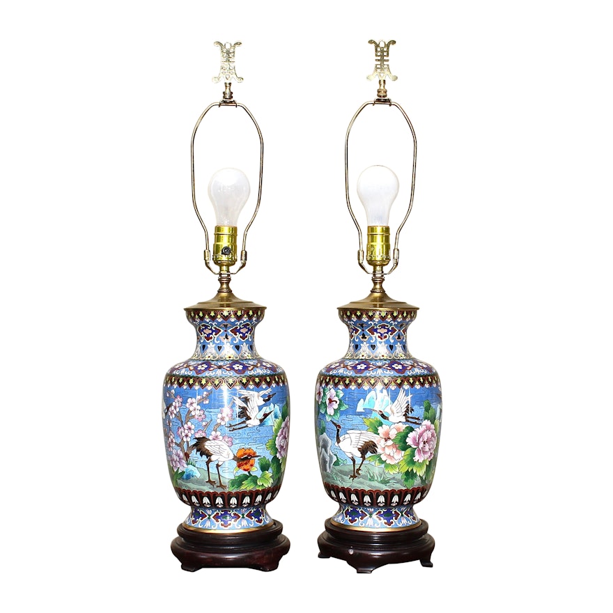 Pair of Chinese Cloisonne Table Lamps