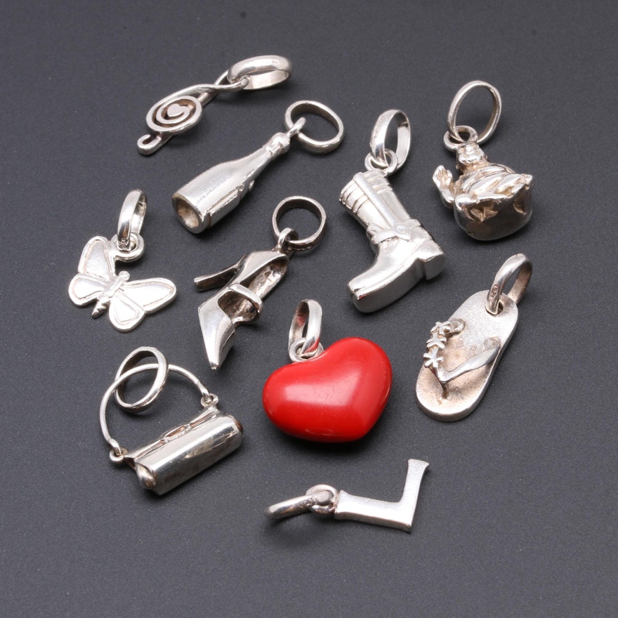 Links of London Sterling Silver Charms Including Melamine Heart and Buddha