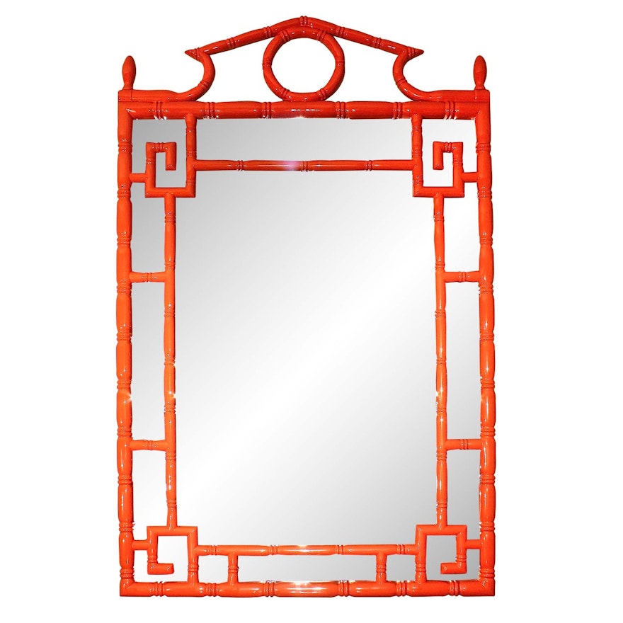 Chinese Inspired Bamboo-Style Wall Mirror