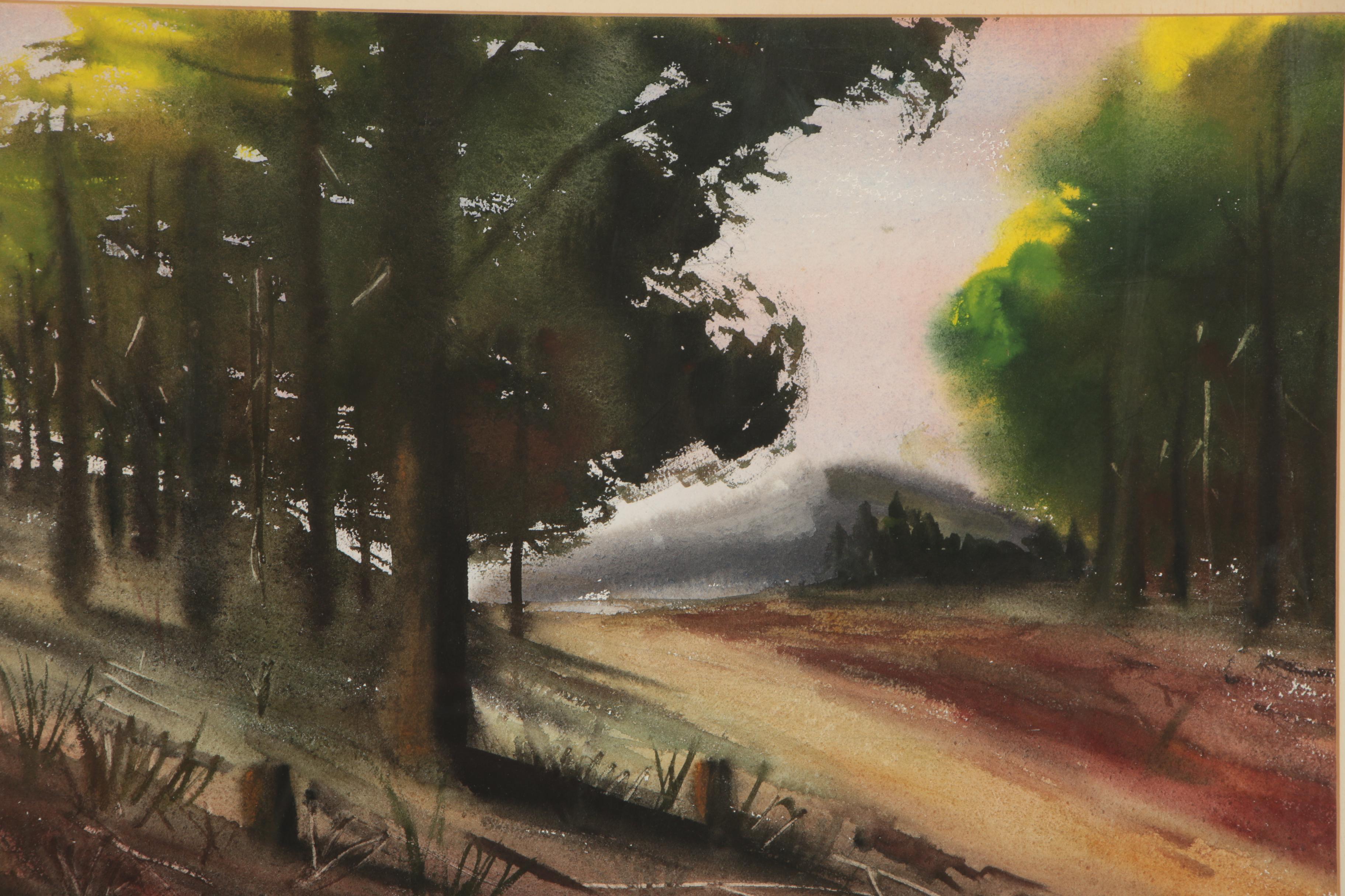 I. Rabinowitz 1951 Watercolor Landscape Painting EBTH