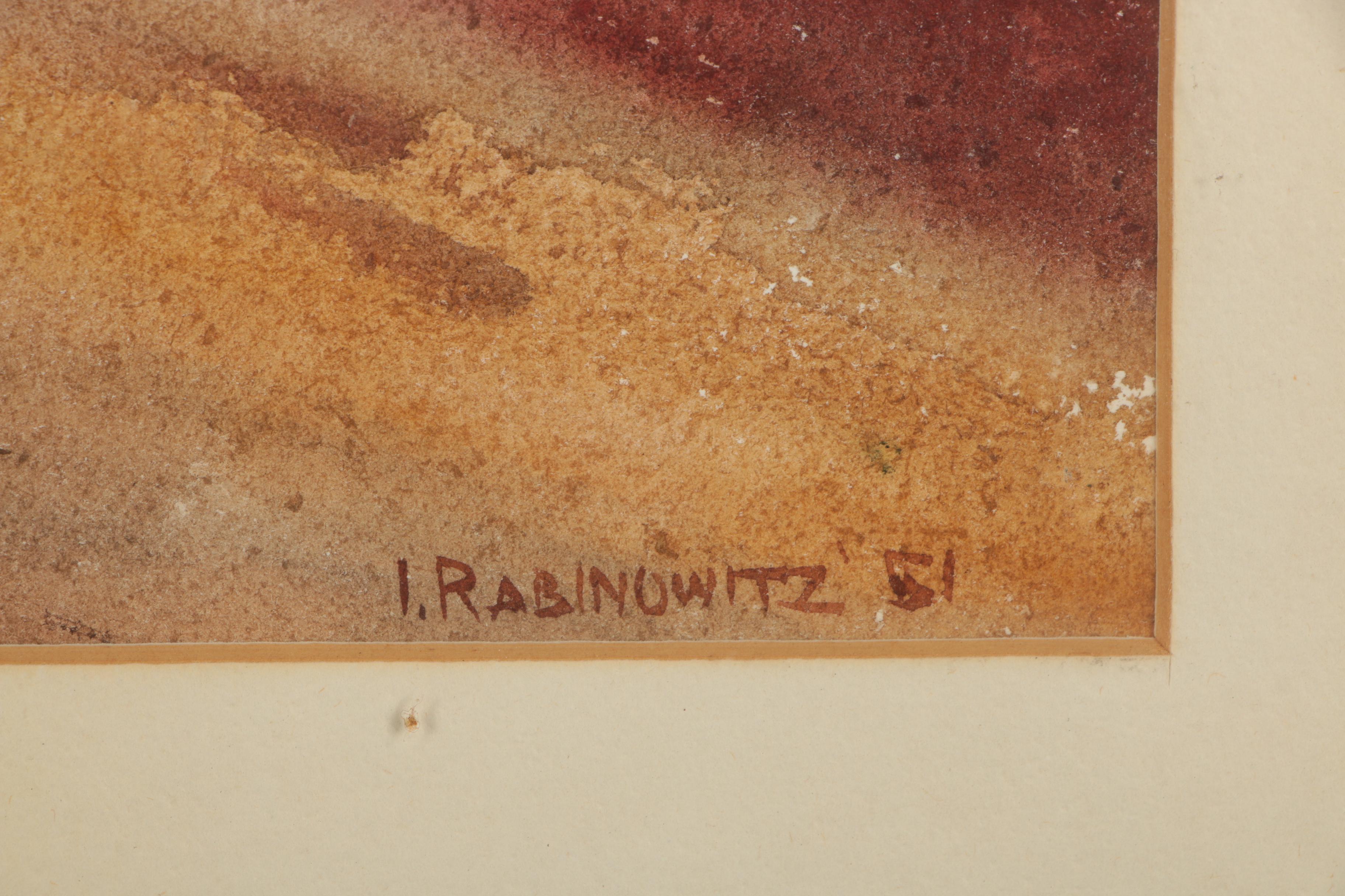 I. Rabinowitz 1951 Watercolor Landscape Painting