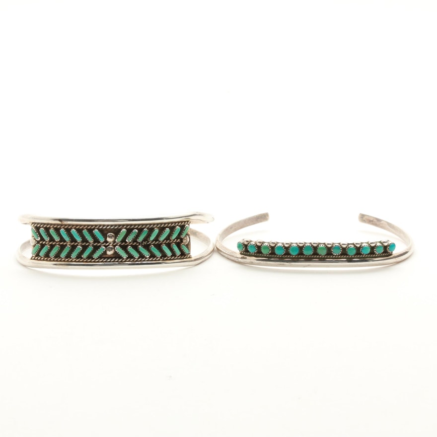 Zuni Sterling Silver Turquoise Cuff Selection Featuring Jean Hattie