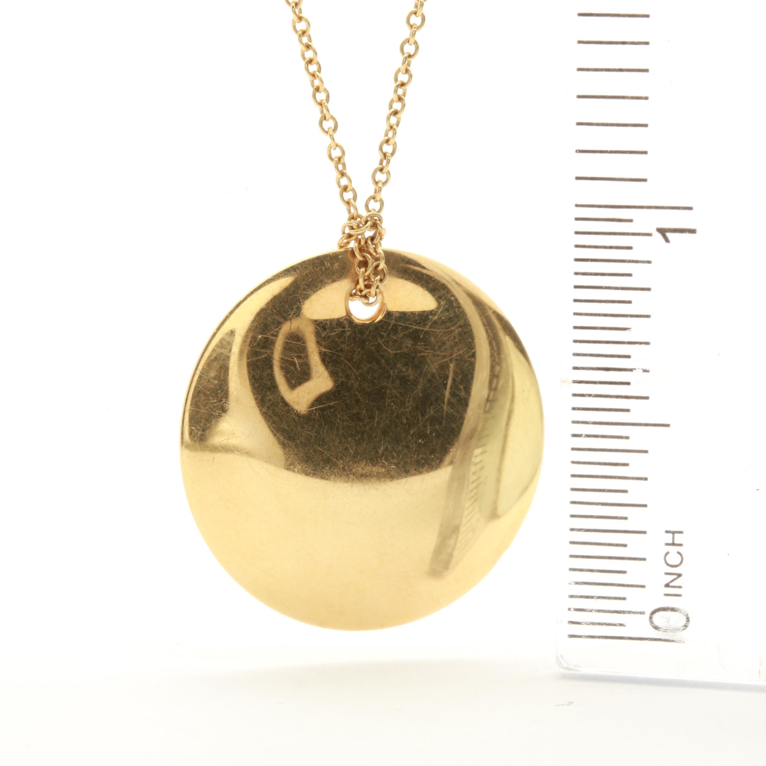 Elsa Peretti for Tiffany & Co. 18K Yellow Gold Round Pendant Necklace