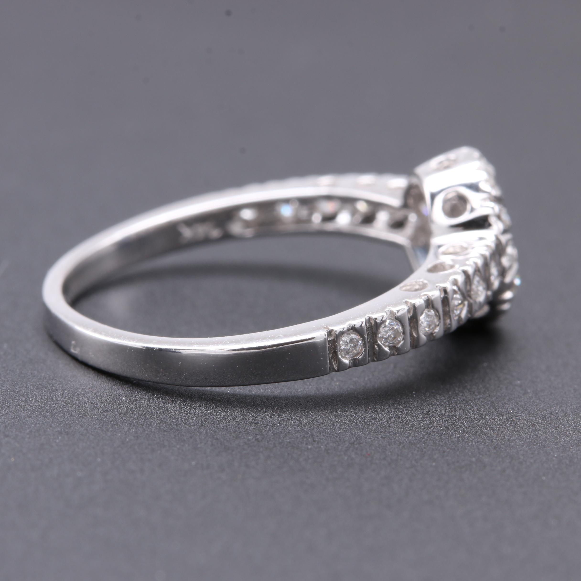 14K White Gold Sapphire and Diamond Ring