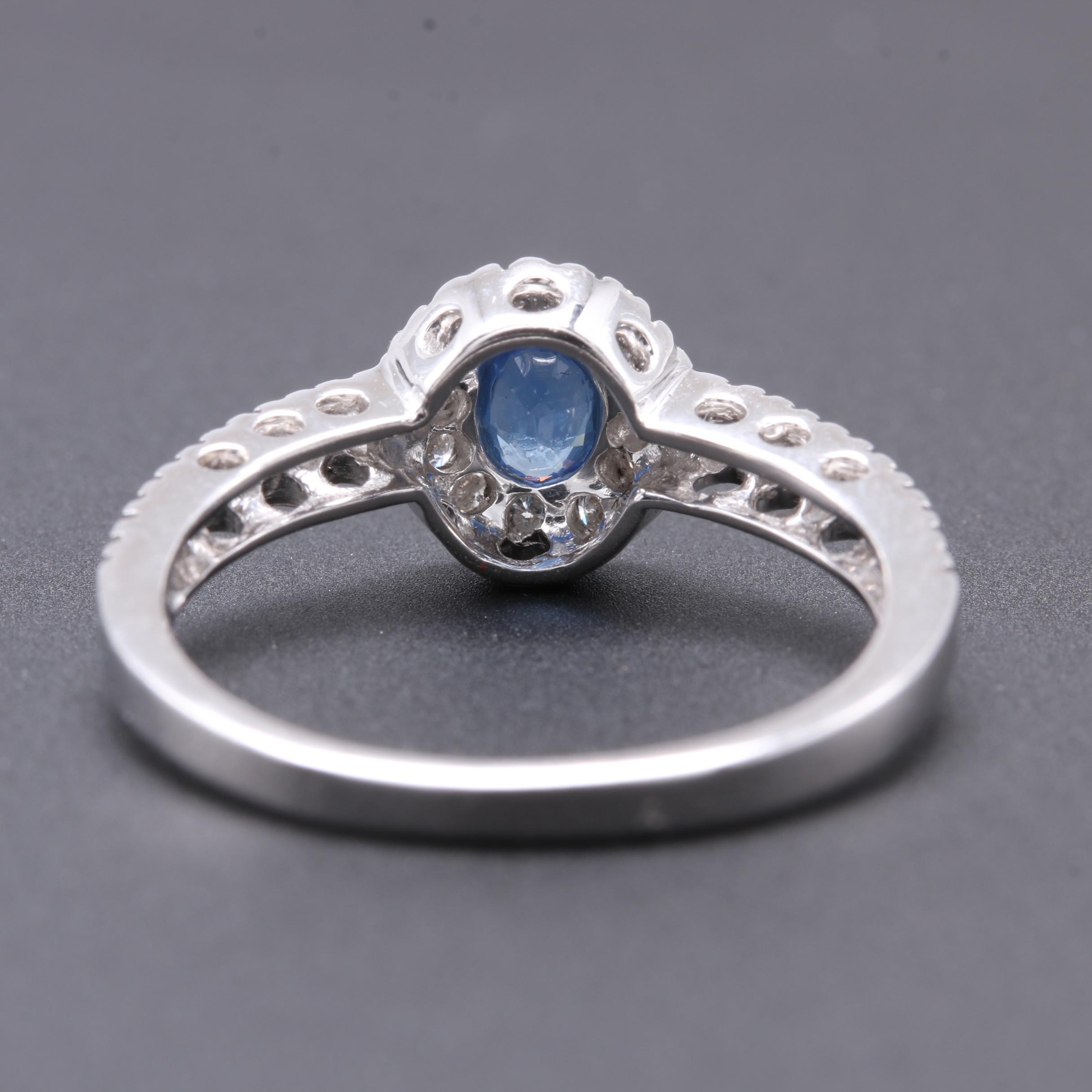 14K White Gold Sapphire and Diamond Ring