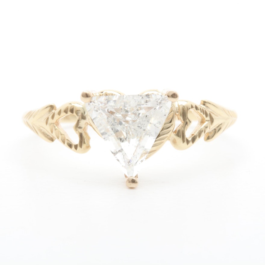 10K Yellow Gold Diamond Heart Ring