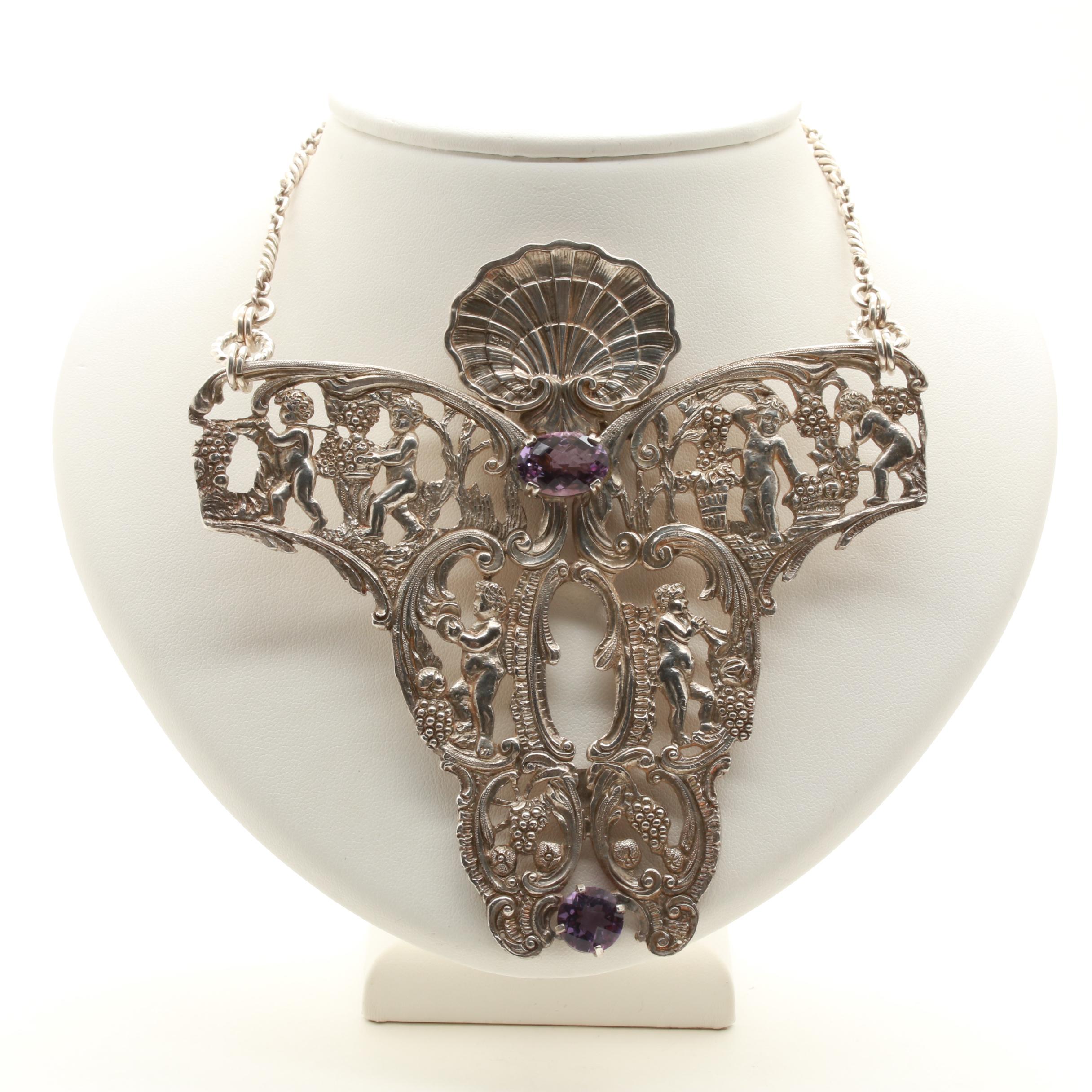 Sterling Silver Amethyst Pendant Necklace