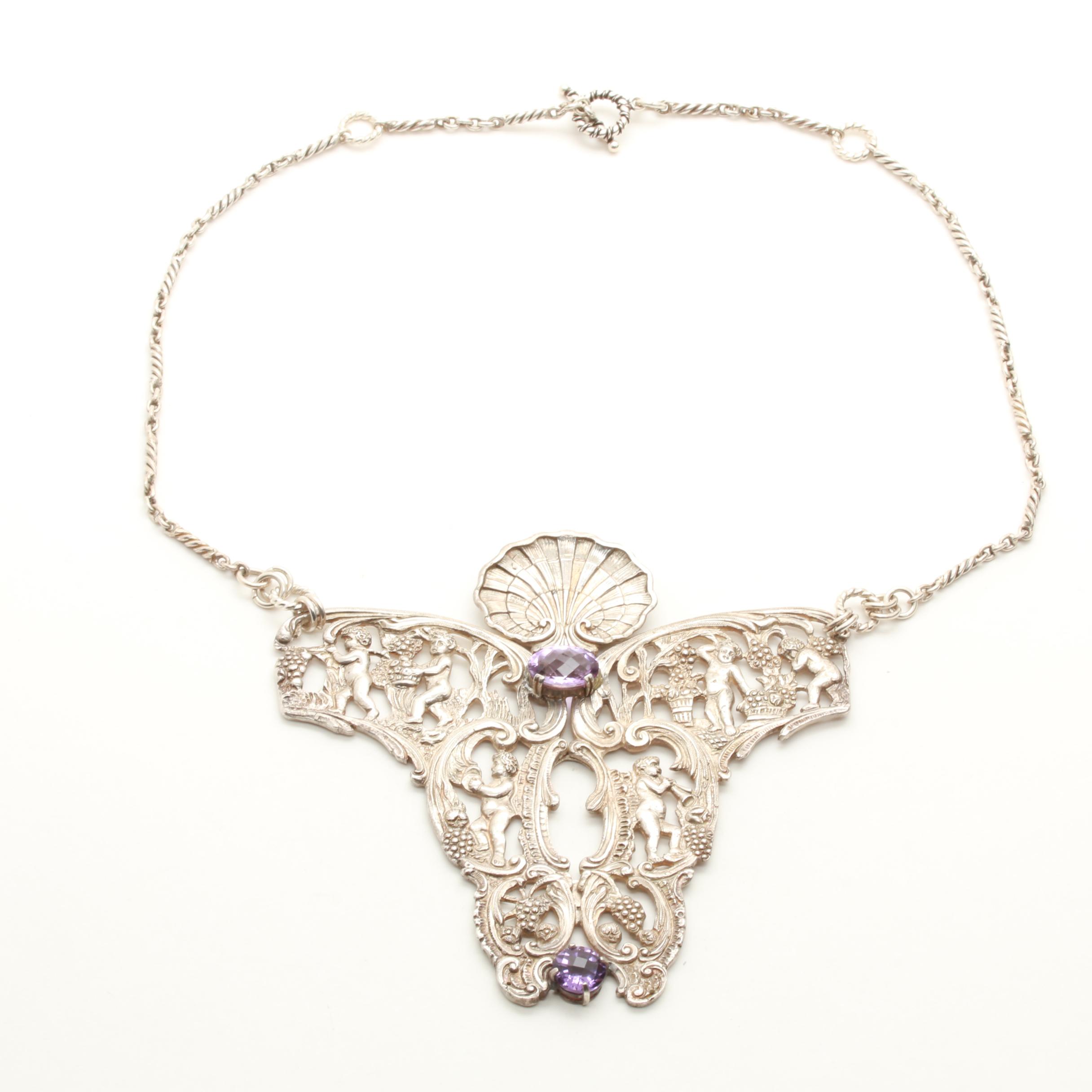 Sterling Silver Amethyst Pendant Necklace