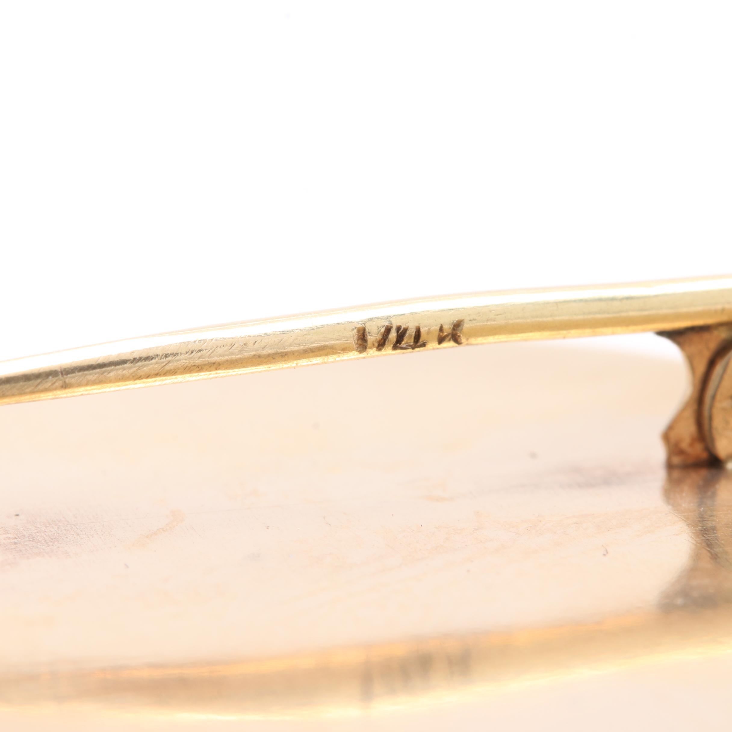 14K Yellow Gold Black Onyx and Gemstone Pietra Dura Brooch